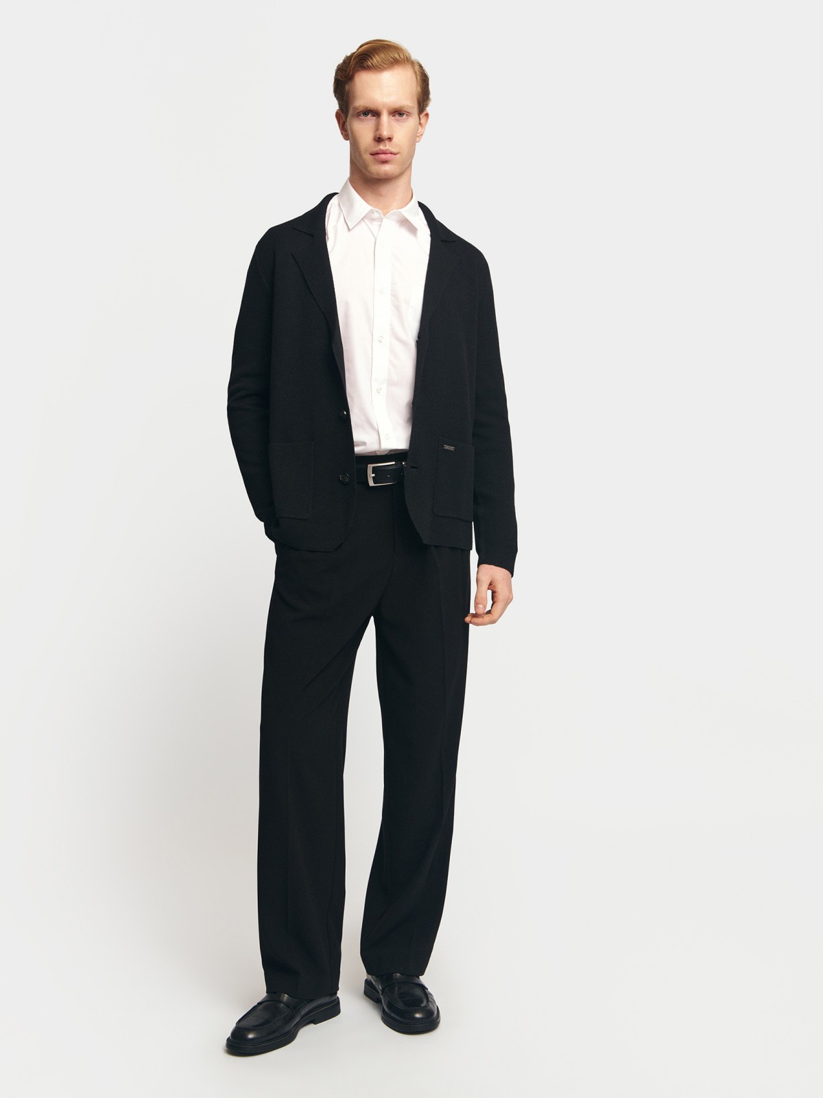 Однотонная рубашка с длинным рукавом