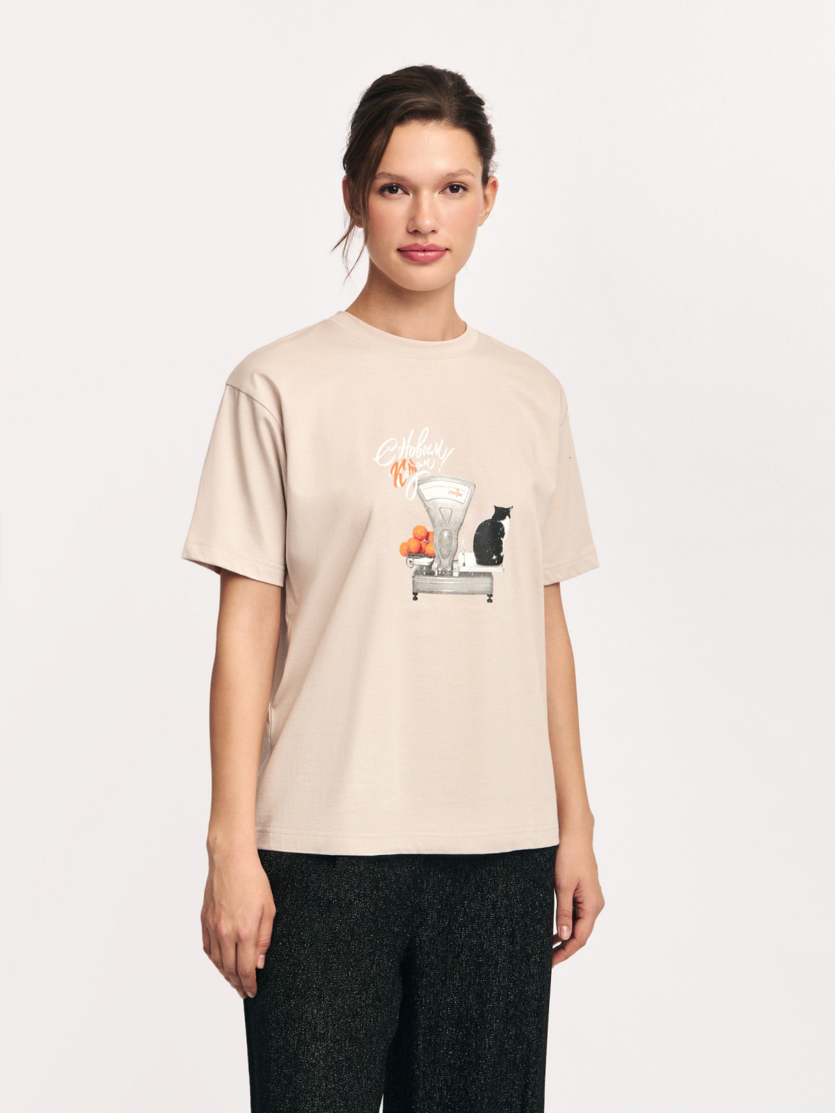 Футболка из хлопка с новогодним принтом