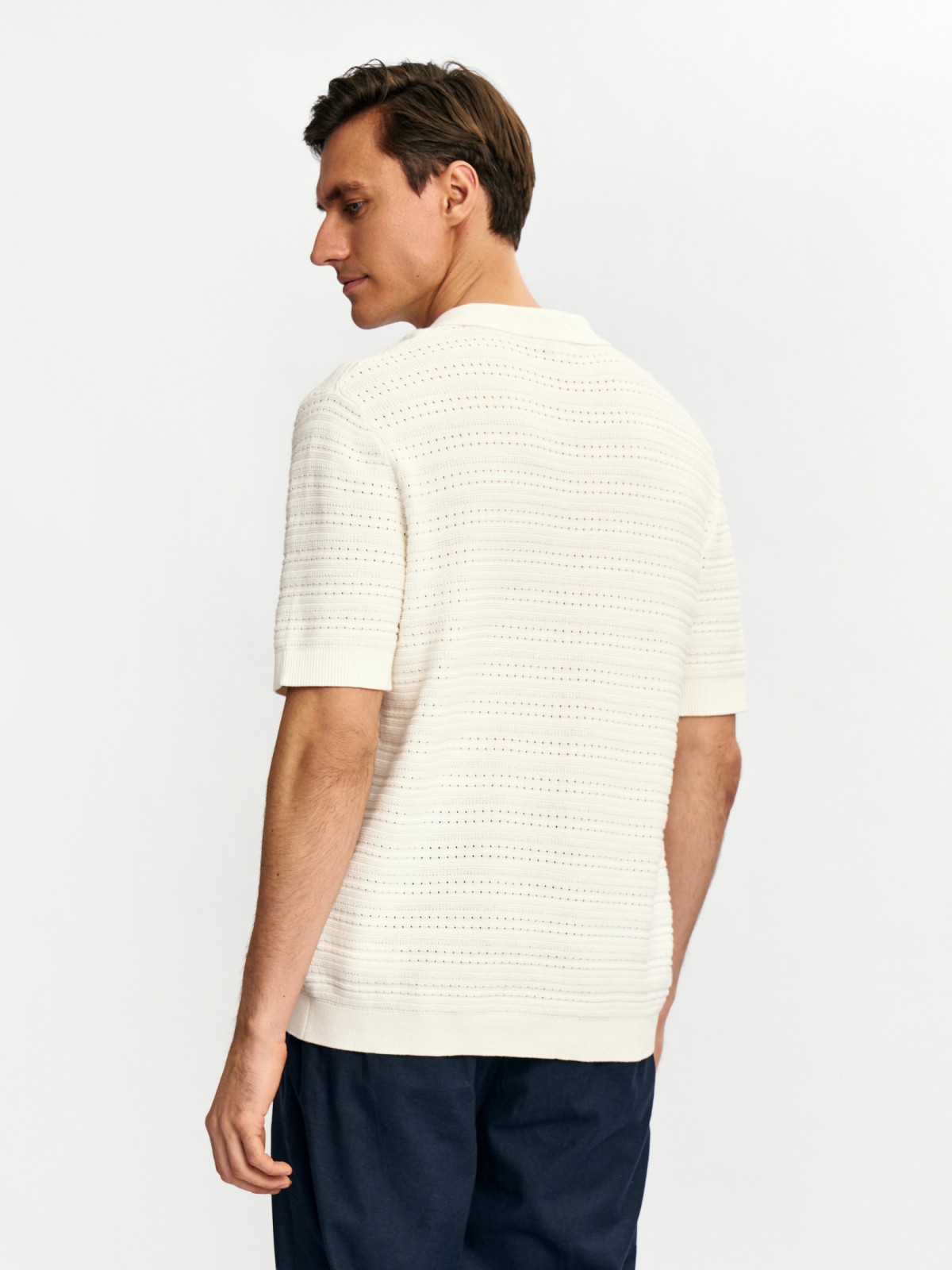 Вязаная футболка поло из хлопка