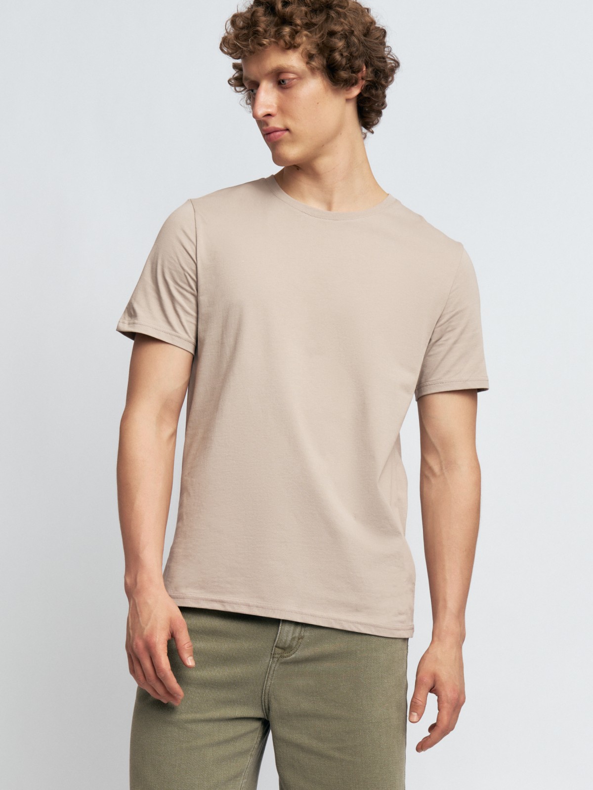 Футболка прямая из хлопка с круглым вырезом