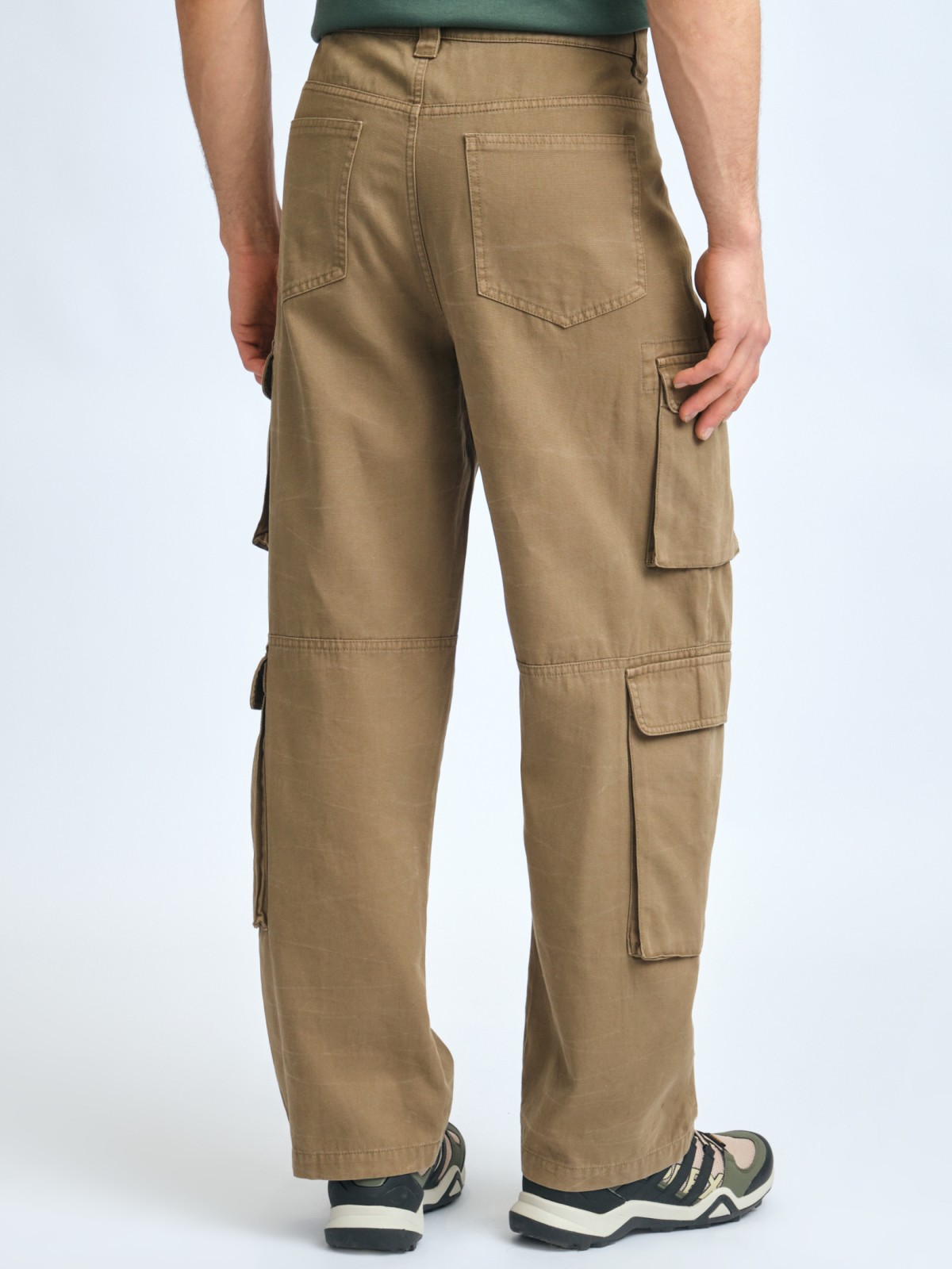 Брюки из хлопка с карманами карго