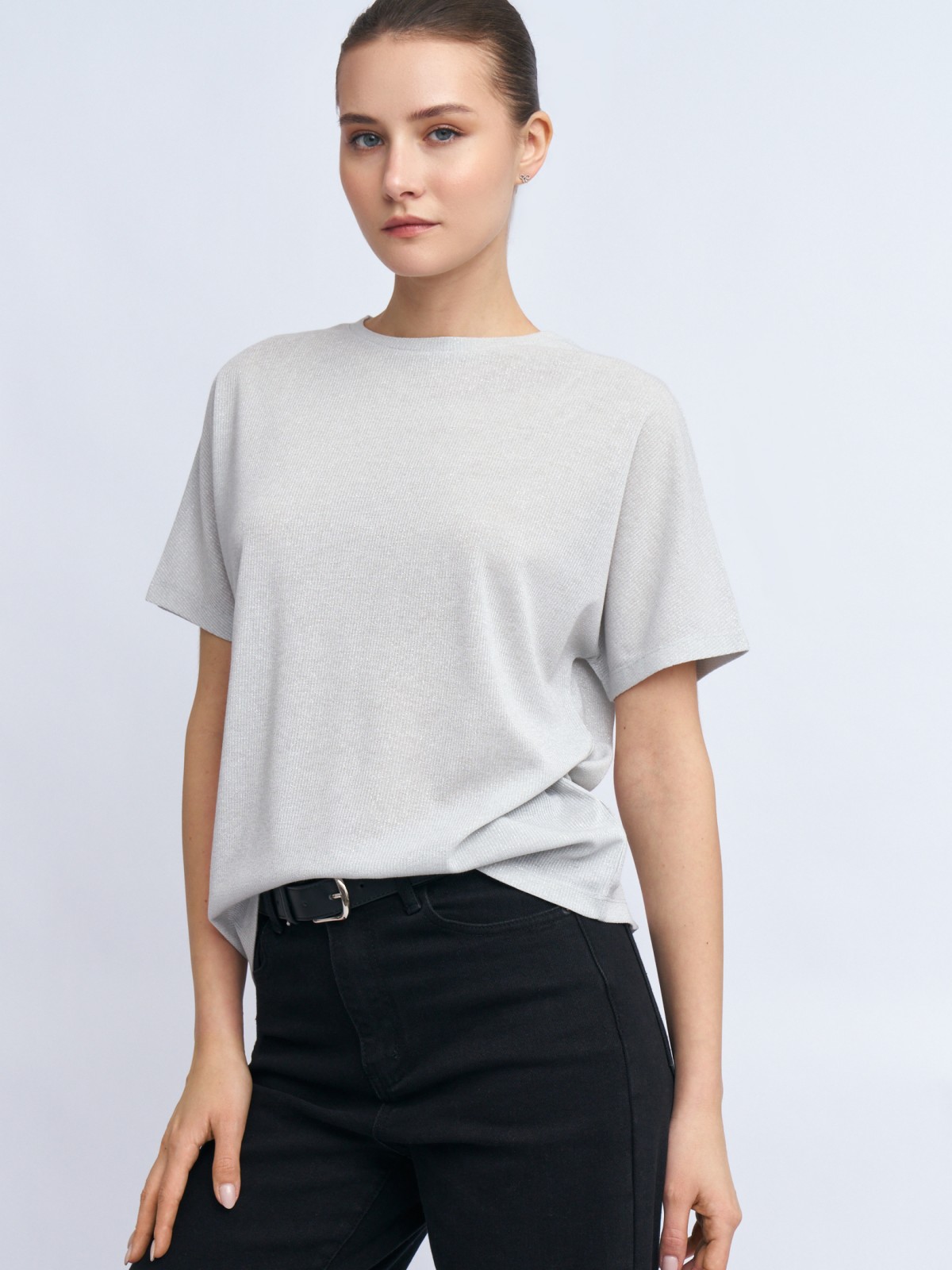 Трикотажный топ-блузка с люрексом