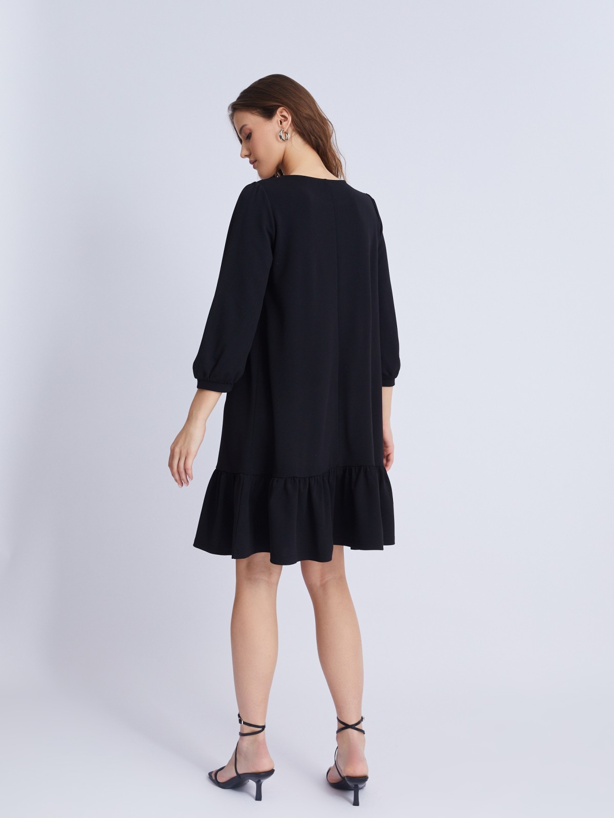 Платье А-силуэта длины мини с воланом zolla 02333819F203, цвет черный, размер S - фото 6