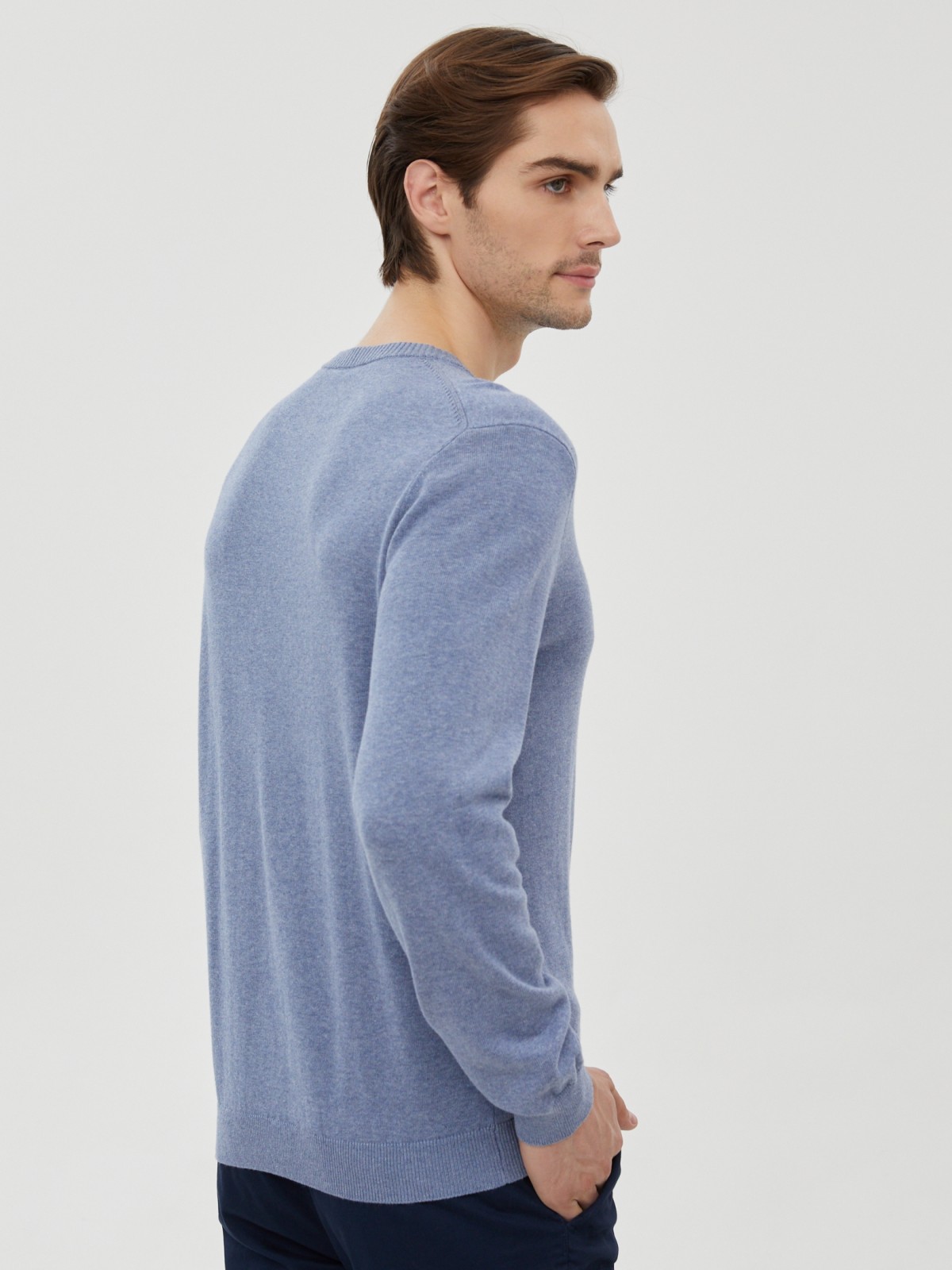 Тонкий трикотажный джемпер из хлопка с длинным рукавом