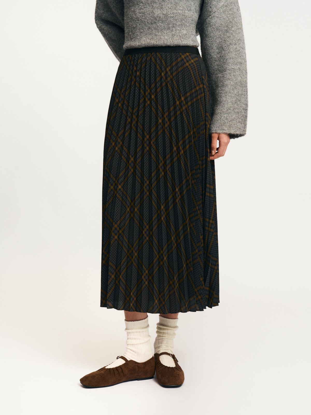 Юбка плиссе на резинке в клетку