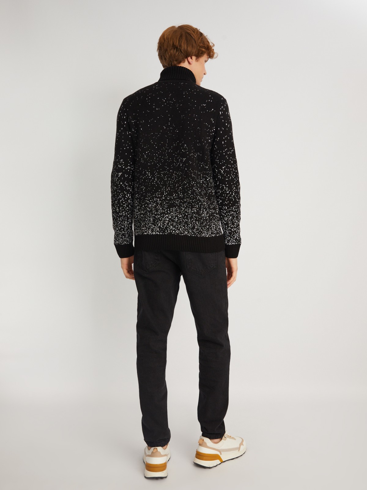 Вязаный свитер из акрила с волком zolla 013446123023, цвет черный, размер S - фото 6