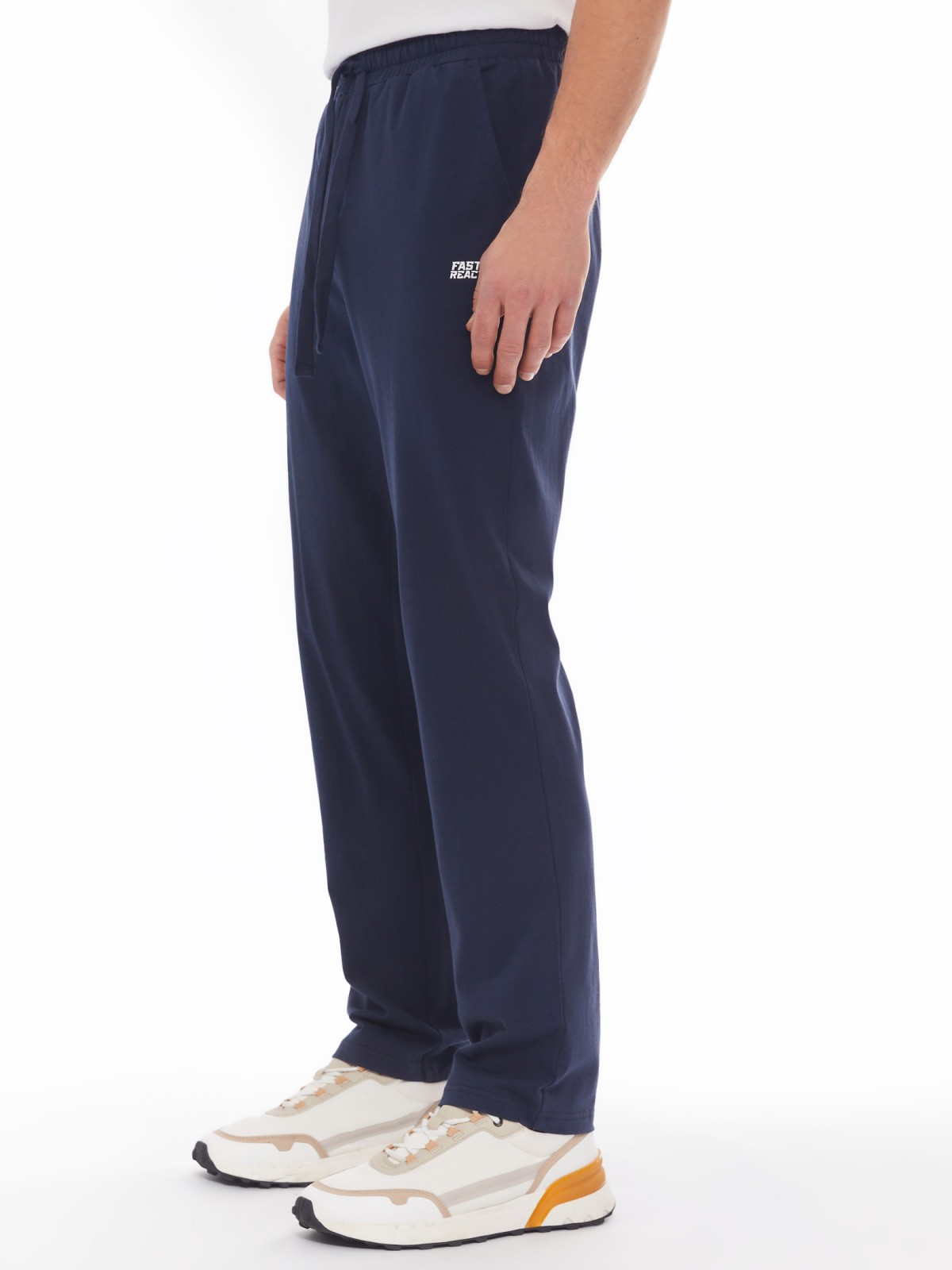 Трикотажные брюки из хлопка в спортивном стиле zolla 014137675012, цвет синий, размер S - фото 5