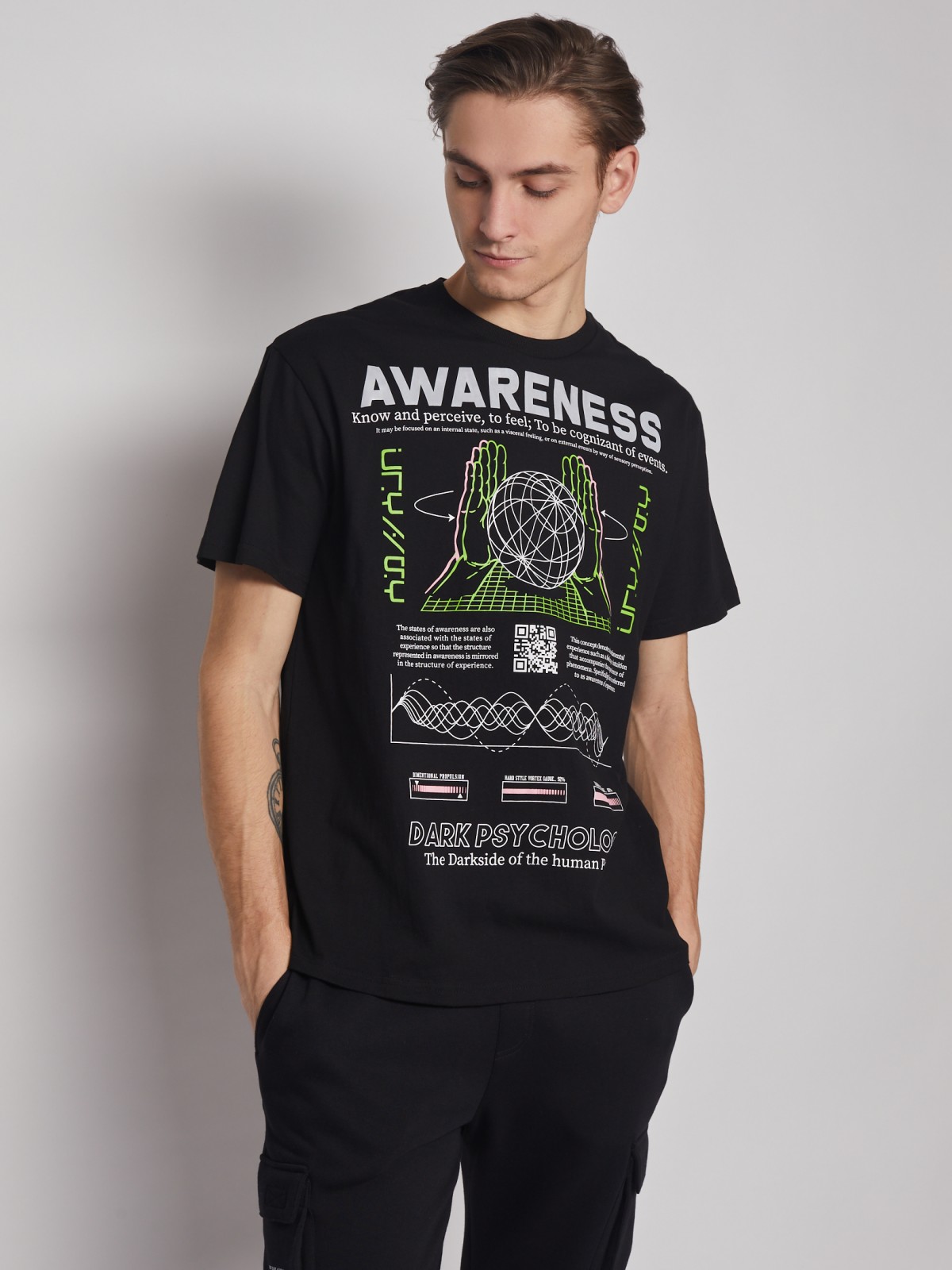 Футболка из хлопка со светоотражающим принтом