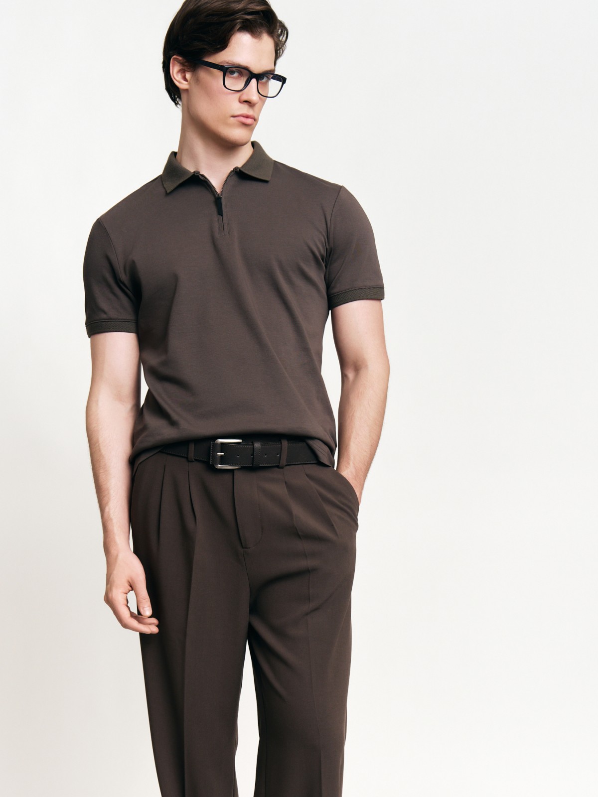 Футболка поло из хлопка на молнии