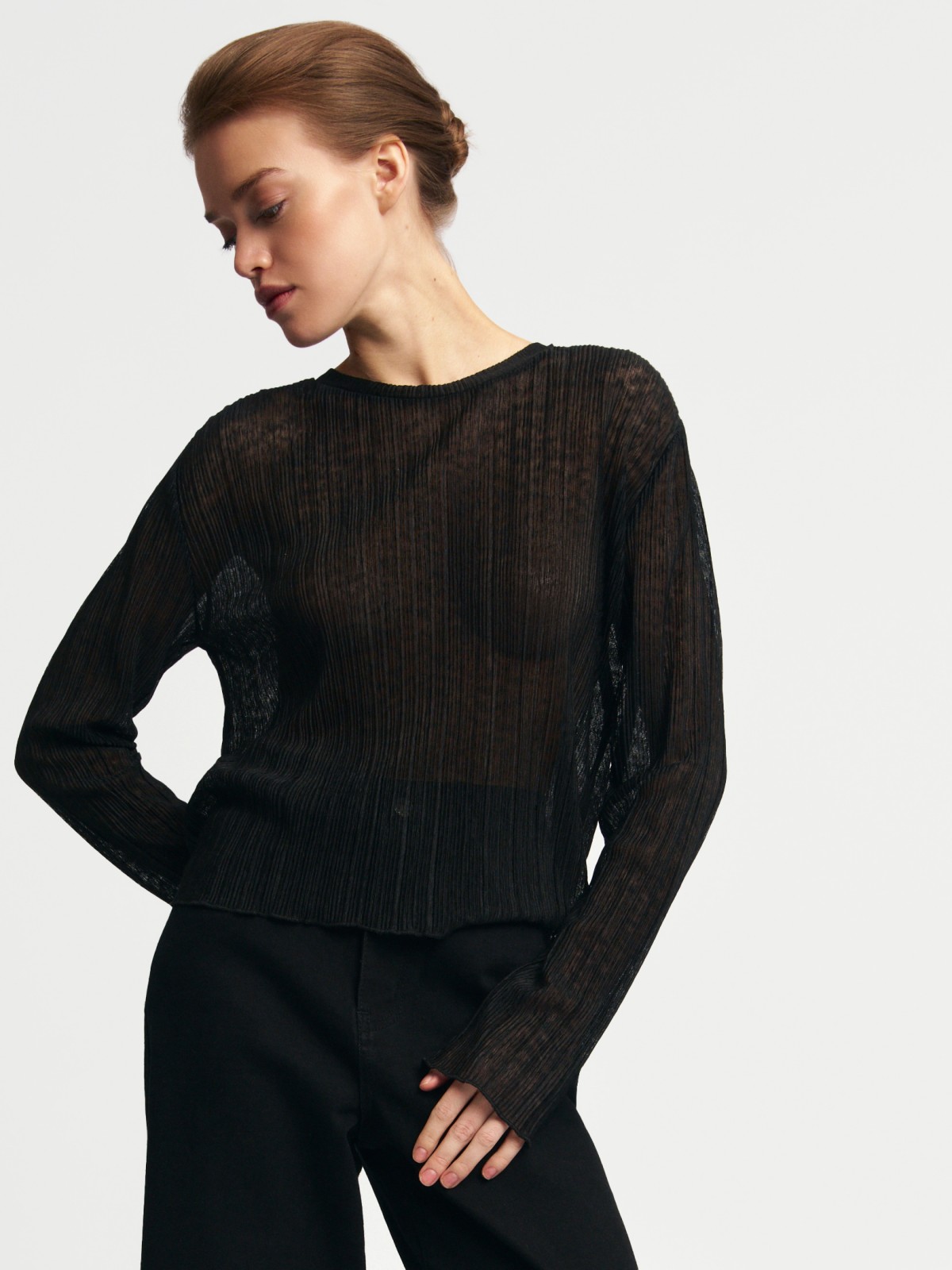 Полупрозрачный лонгслив с длинным рукавом