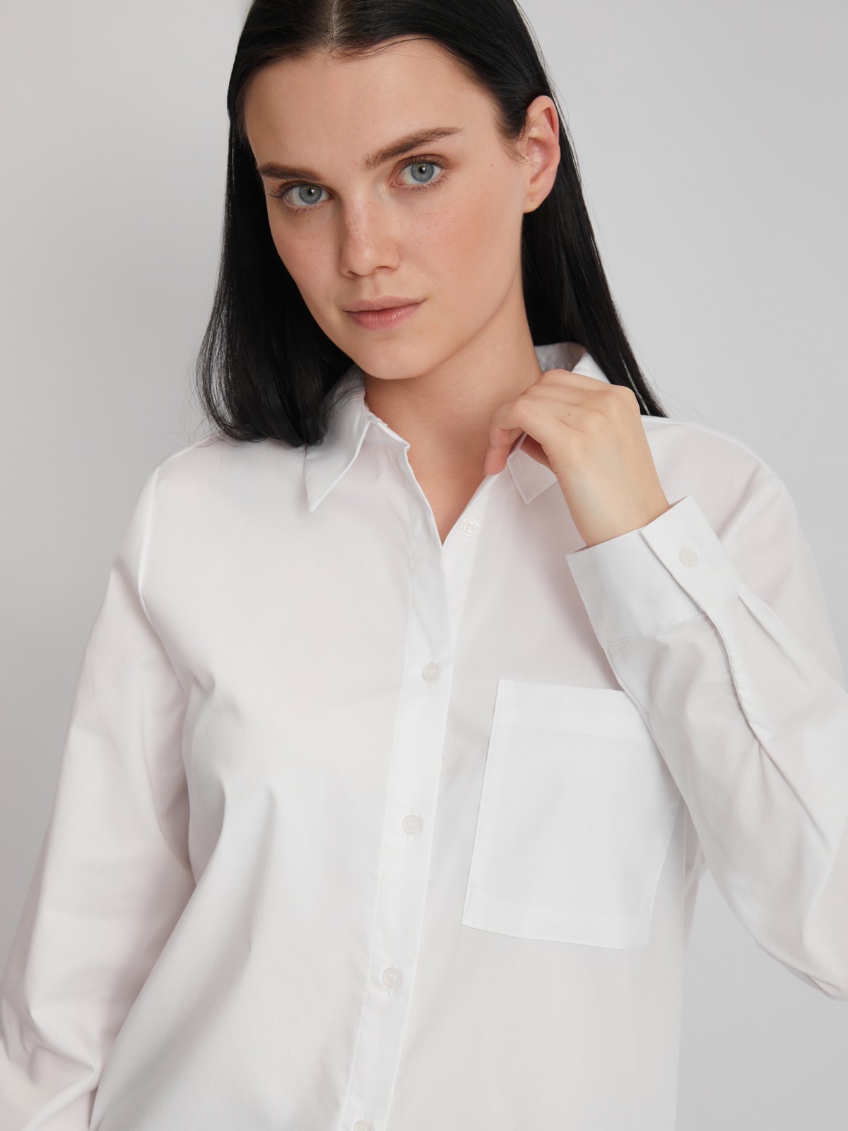 Офисная рубашка прямого силуэта с принтом на спине zolla 22231117Y353, цвет белый, размер S - фото 4