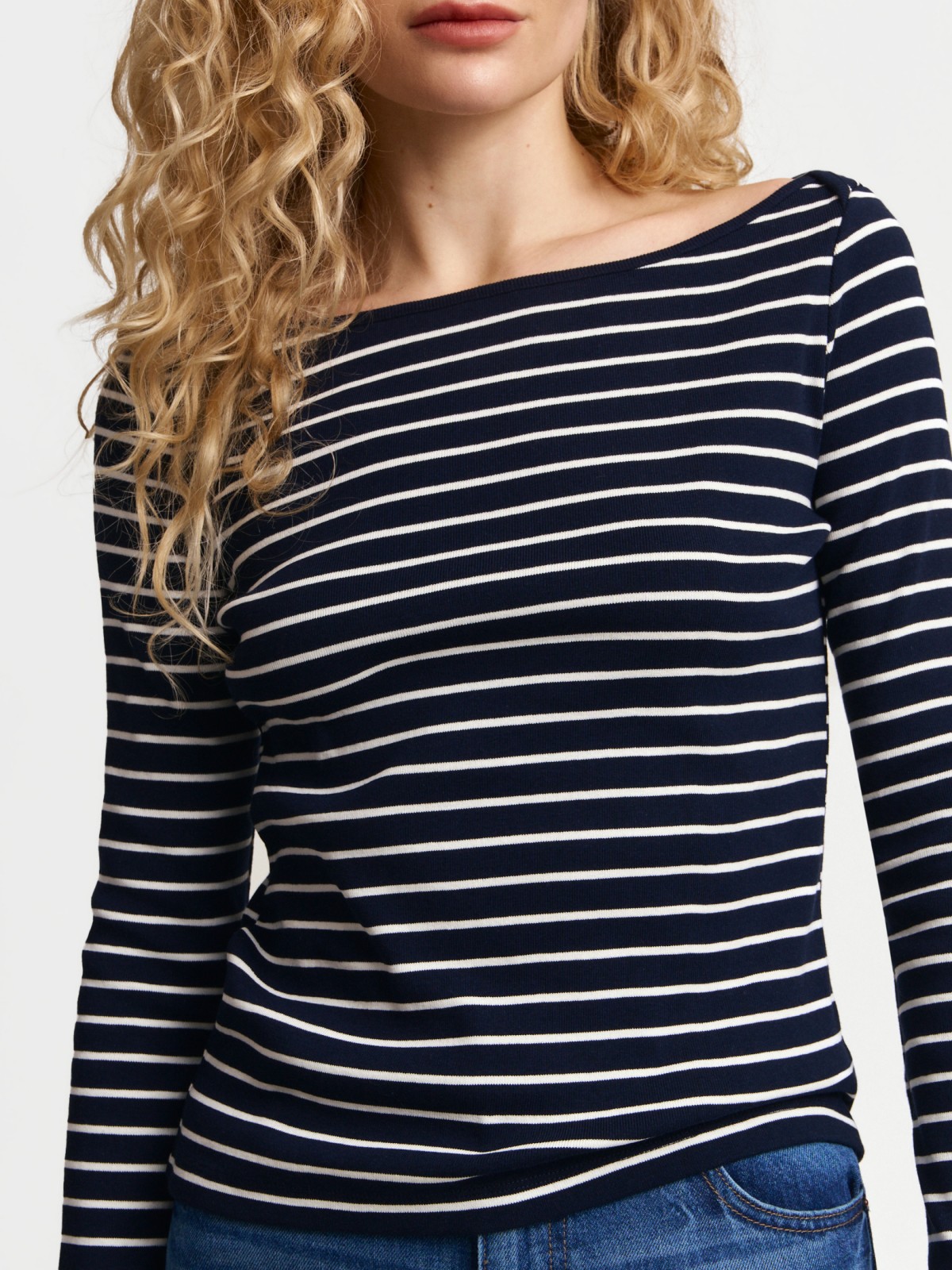 Лонгслив из хлопка в полоску