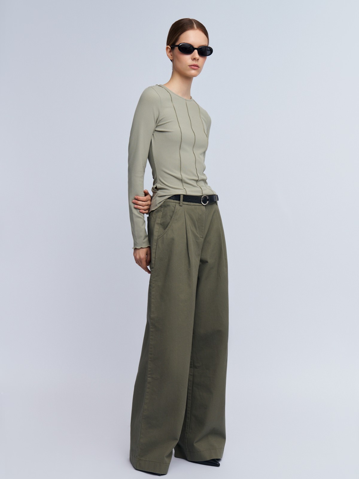 Брюки прямого силуэта из хлопка