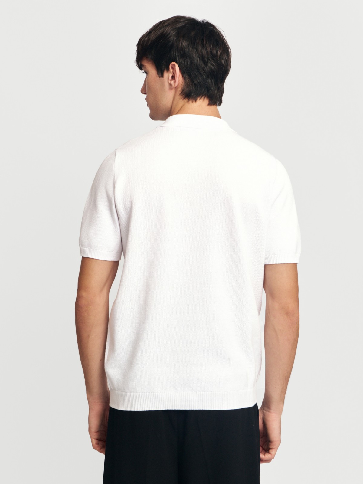 Трикотажный джемпер поло из хлопка с коротким рукавом