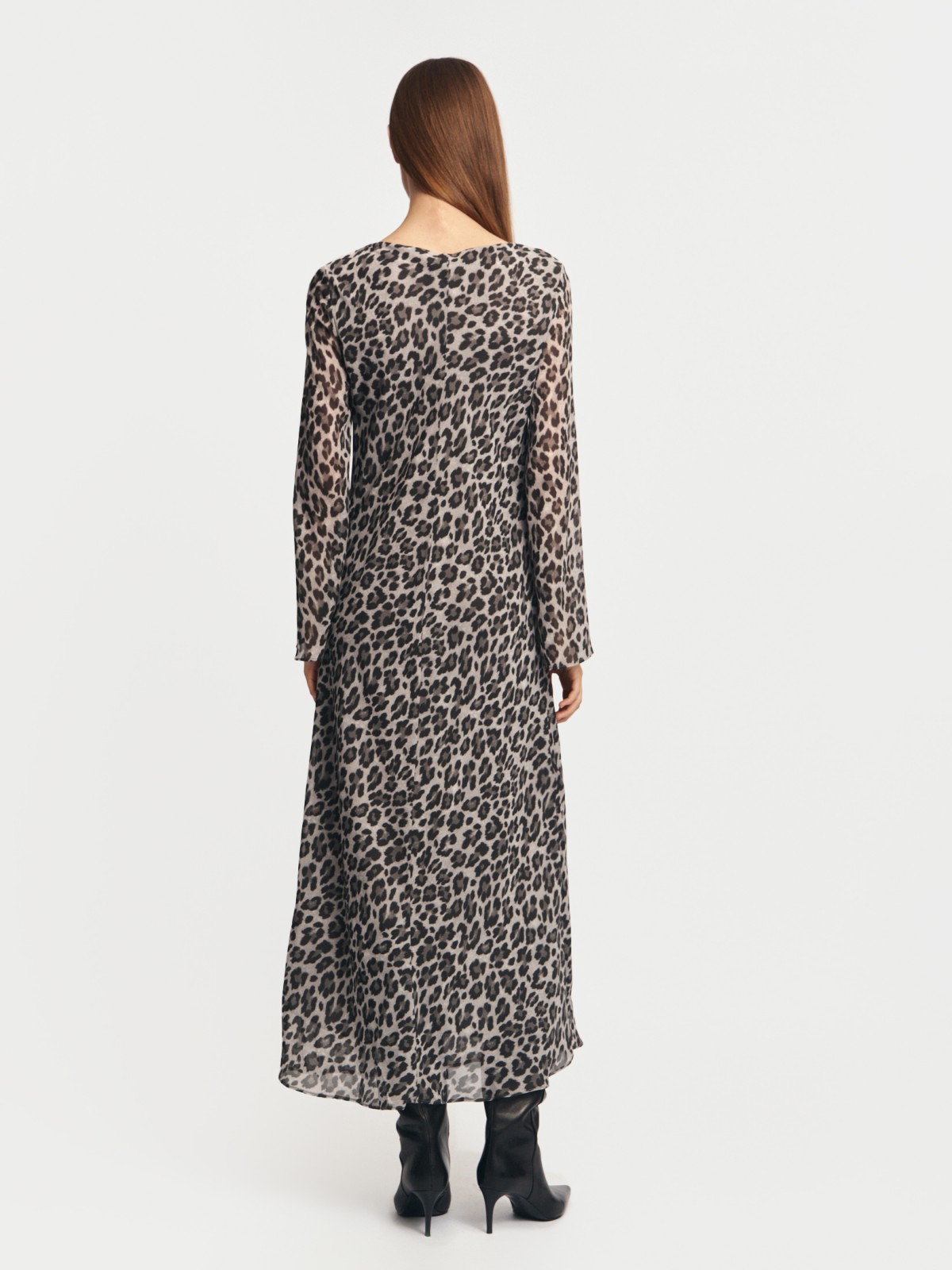 Платье миди с леопардовым принтом
