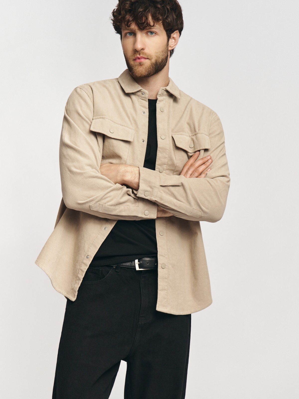 Вельветовая куртка-рубашка из хлопка с нагрудными карманами