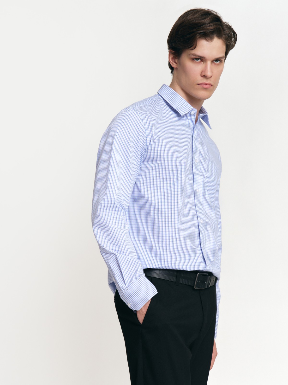 Рубашка в клетку с длинным рукавом