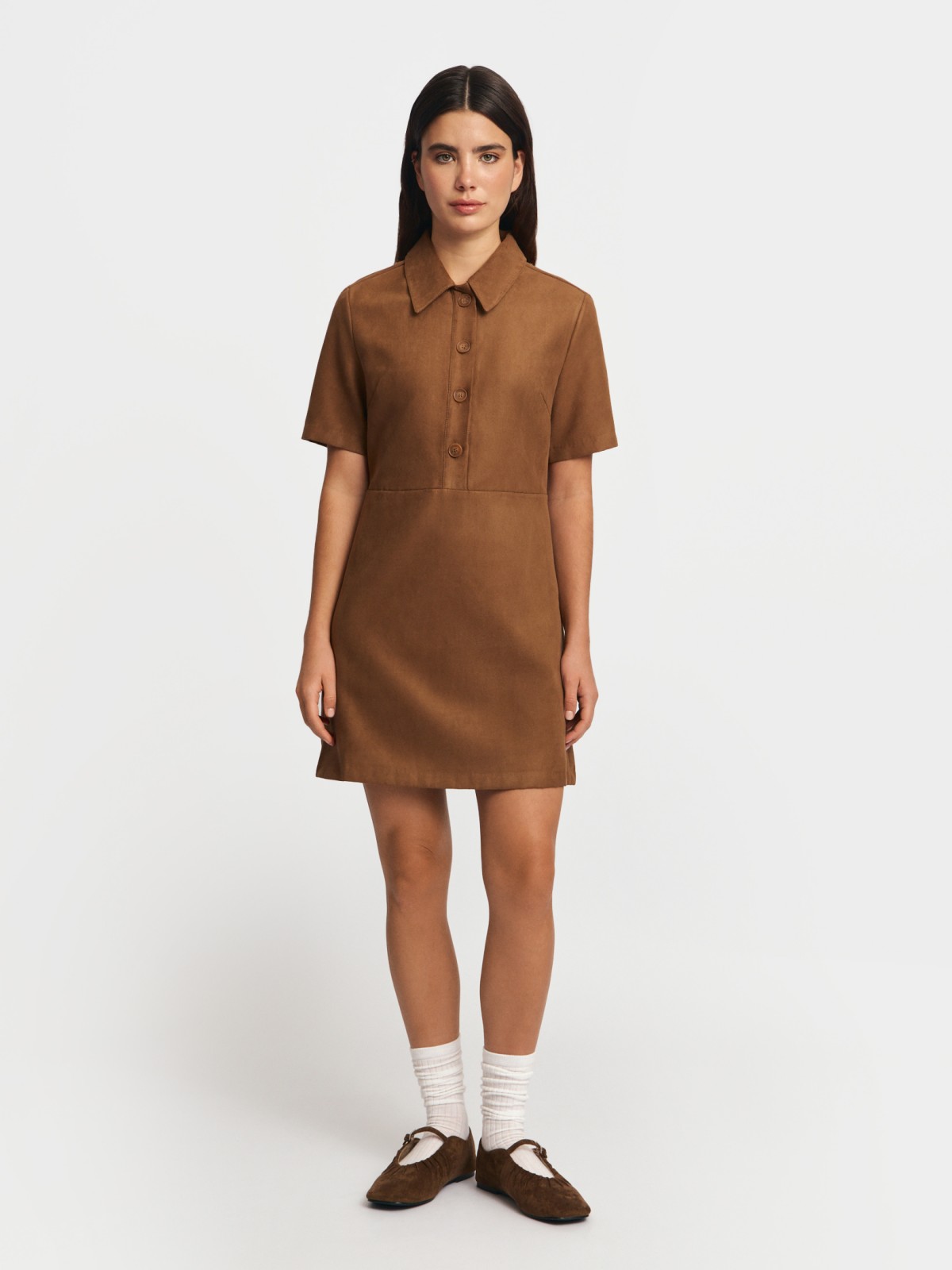 Платье поло из экозамши