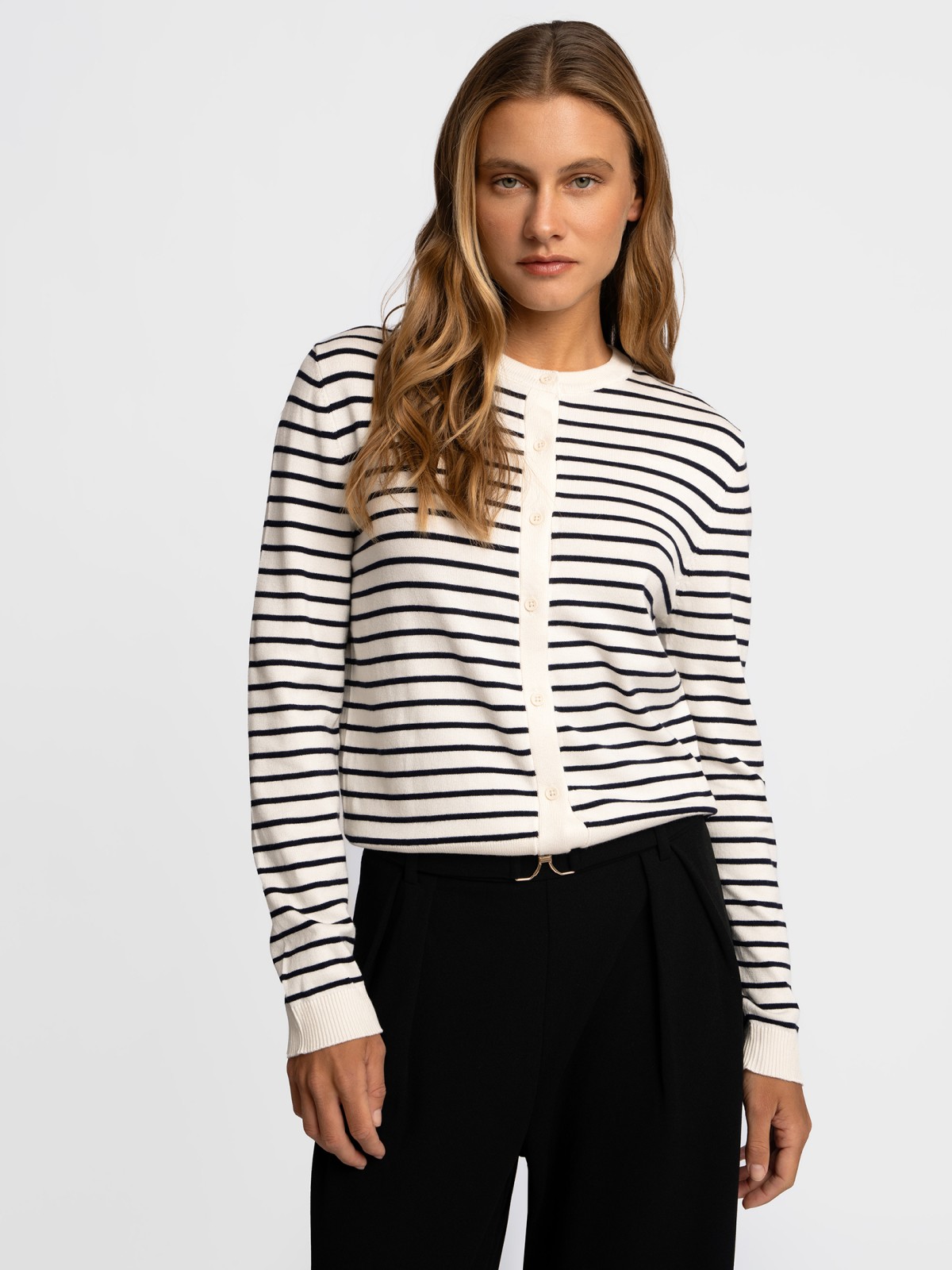 Кардиган-жакет в полоску на пуговицах