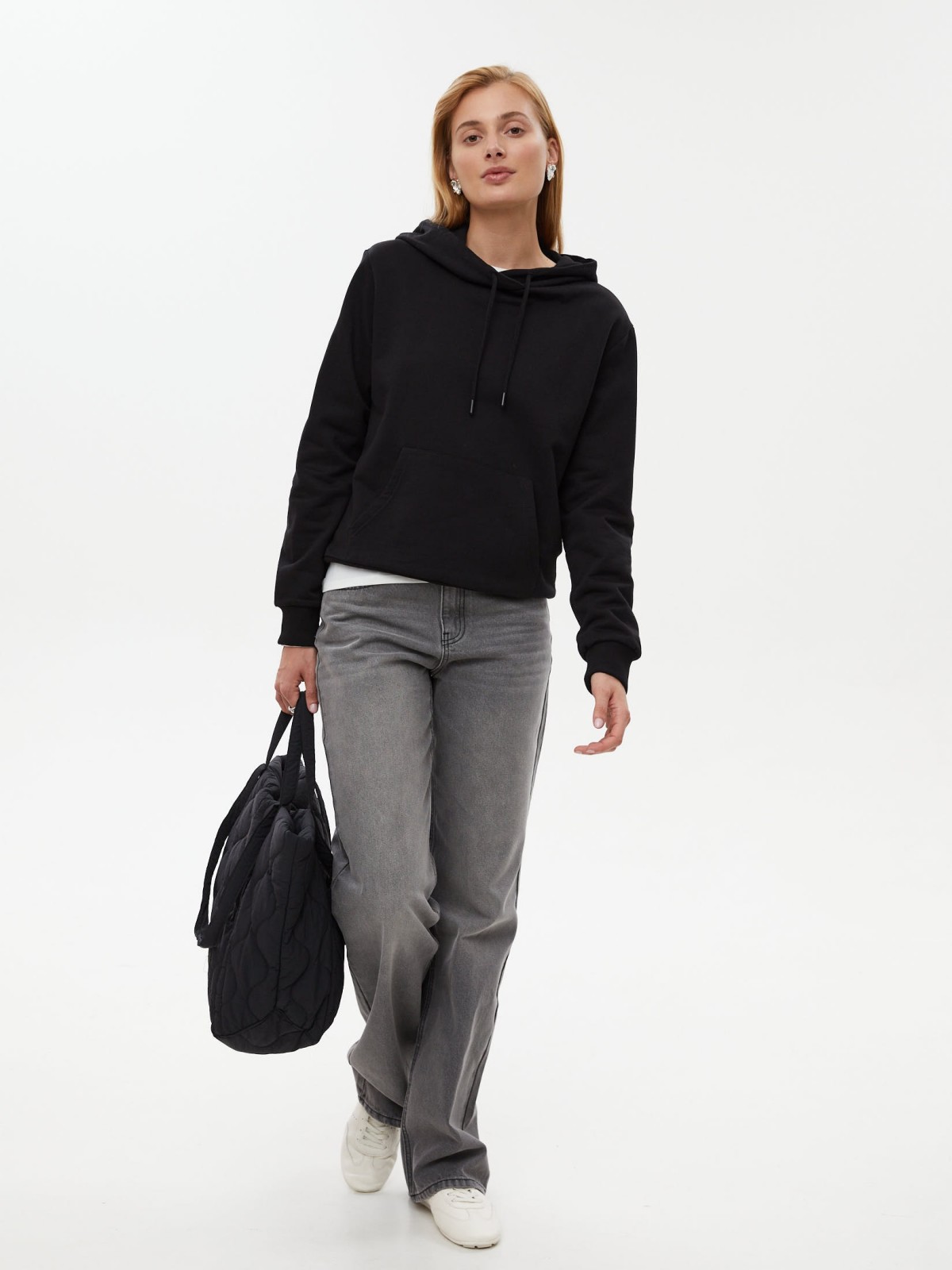 Утеплённый худи из хлопка с начёсом и капюшоном