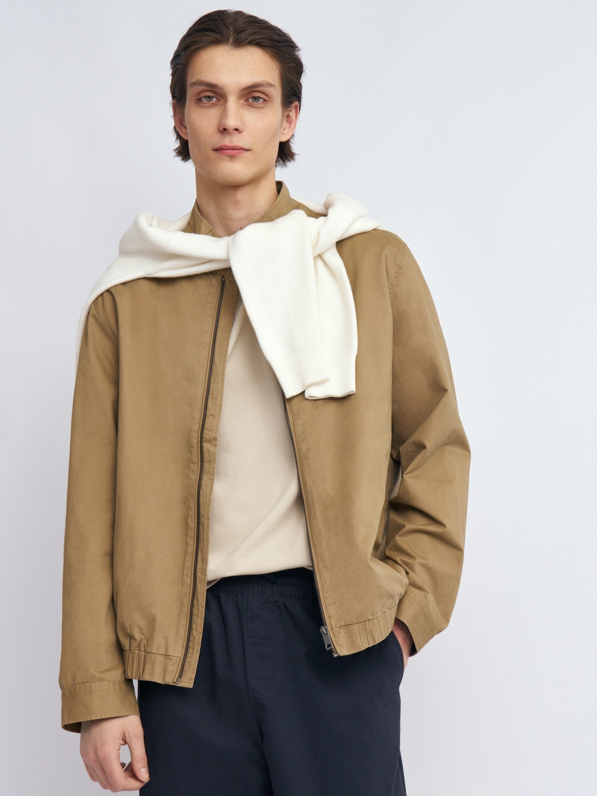 Куртка-бомбер из хлопка с воротником-стойкой