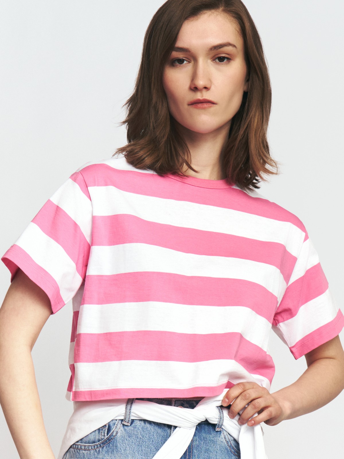 Футболка из хлопка с принтом в полоску