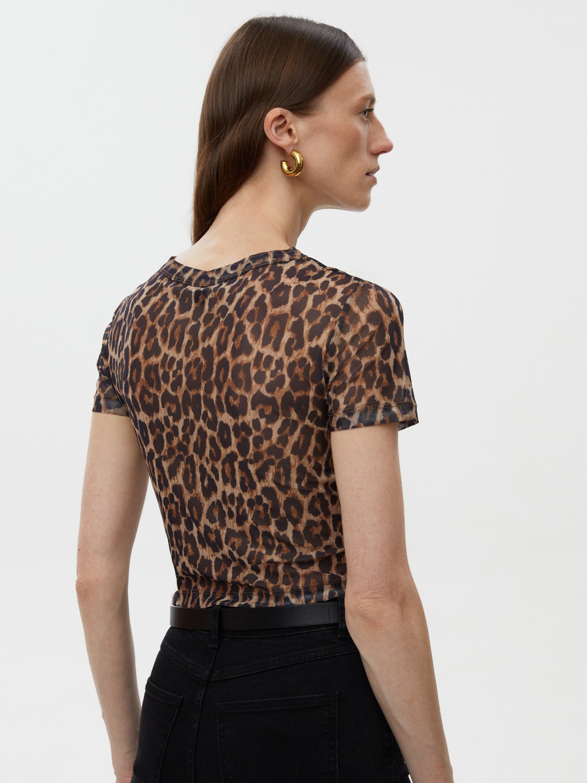 Топ-футболка из сетки с принтом