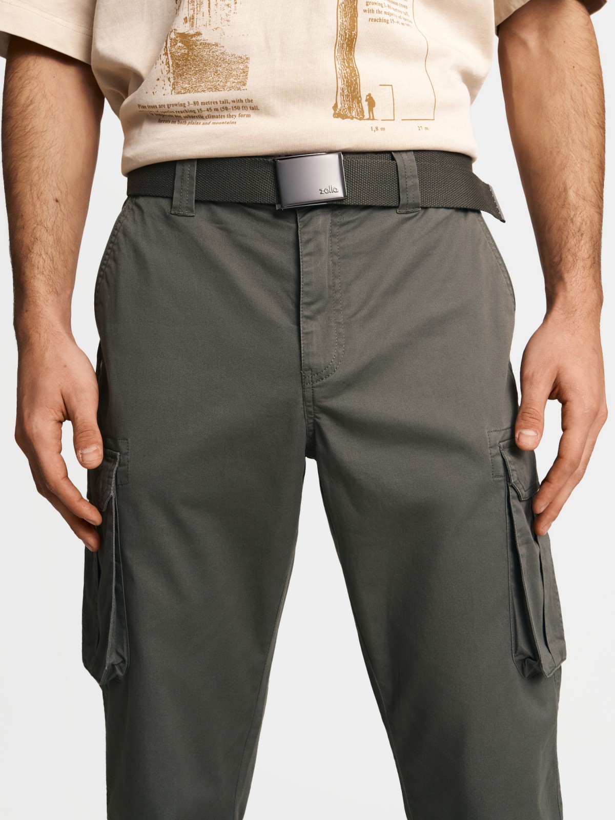 Брюки из хлопка с карманами карго и ремнём