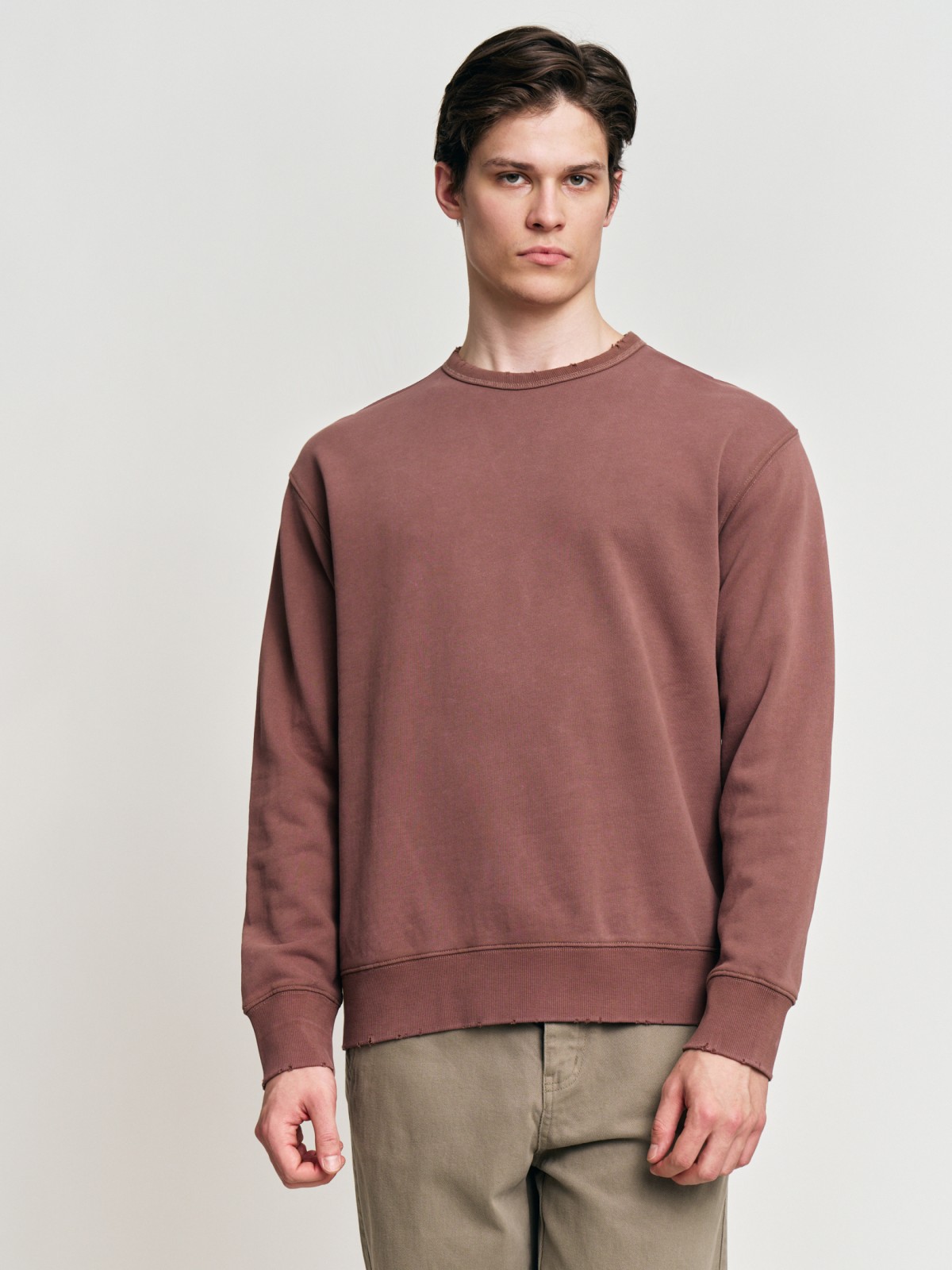 Трикотажный свитшот из хлопка однотонный