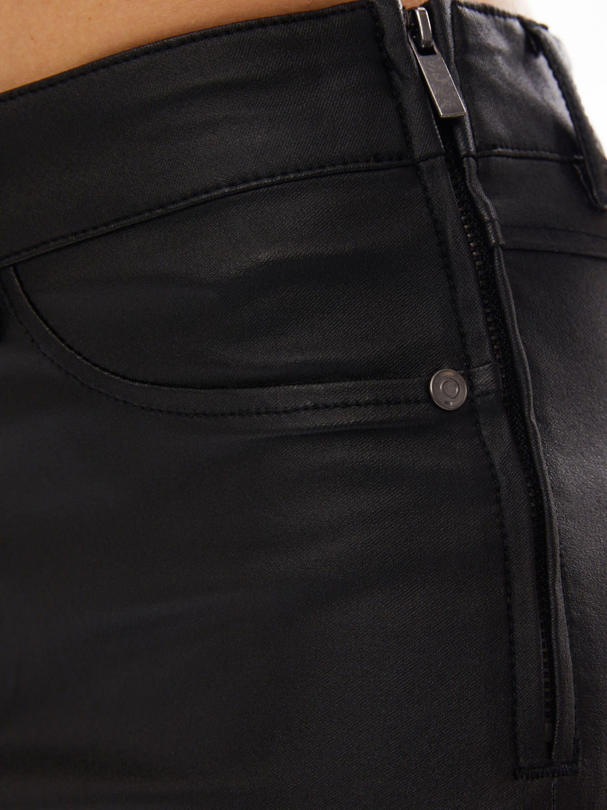 Брюки Skinny из экокожи с акцентной шнуровкой zolla 024117328133, цвет черный, размер XS - фото 6