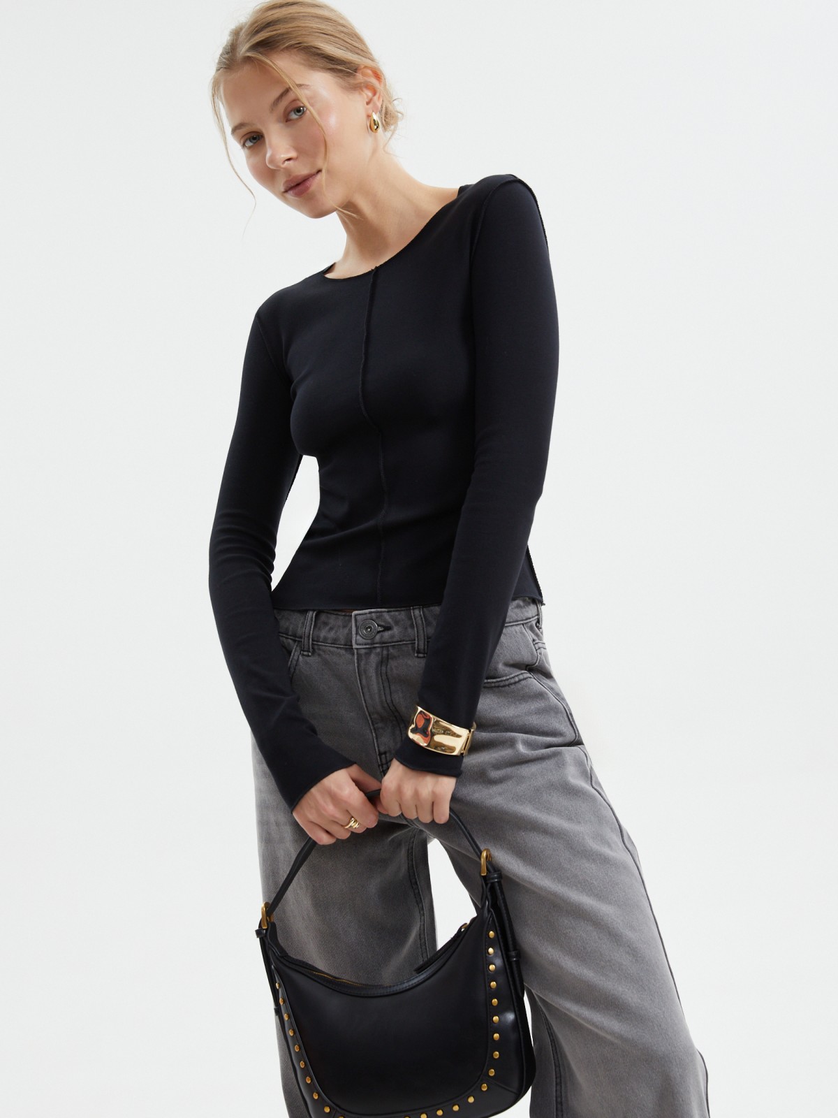 Короткий трикотажный лонгслив из хлопка