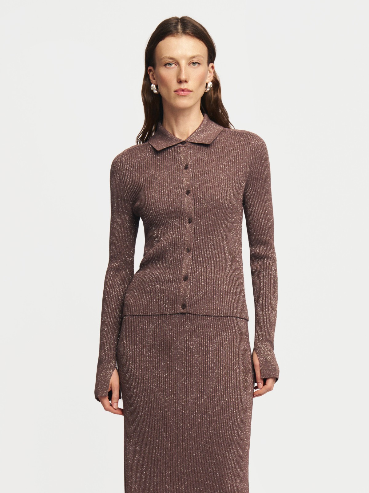 Трикотажный кардиган с люрексом