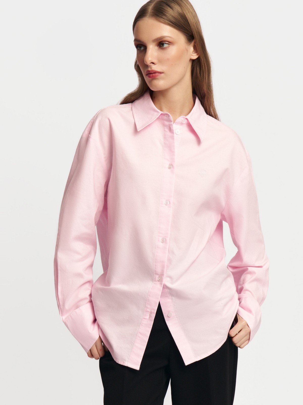 Рубашка оверсайз силуэта из хлопка