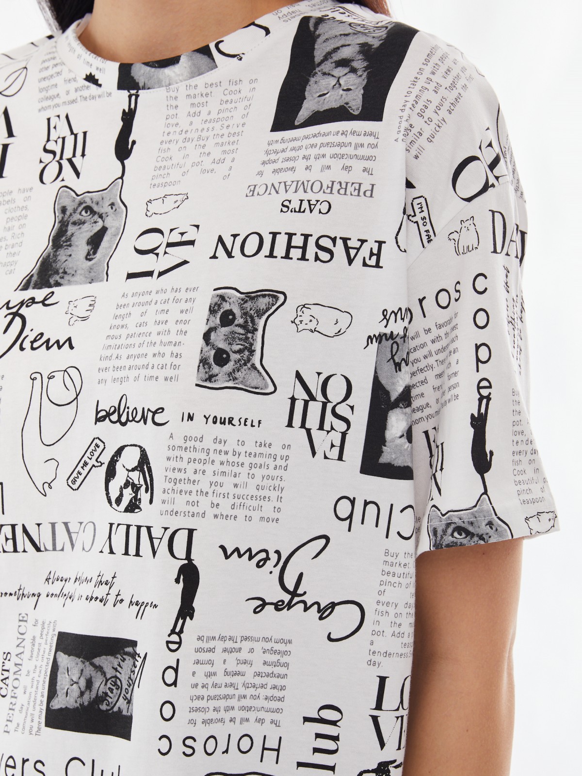 Футболка из хлопка с коротким рукавом и принтом