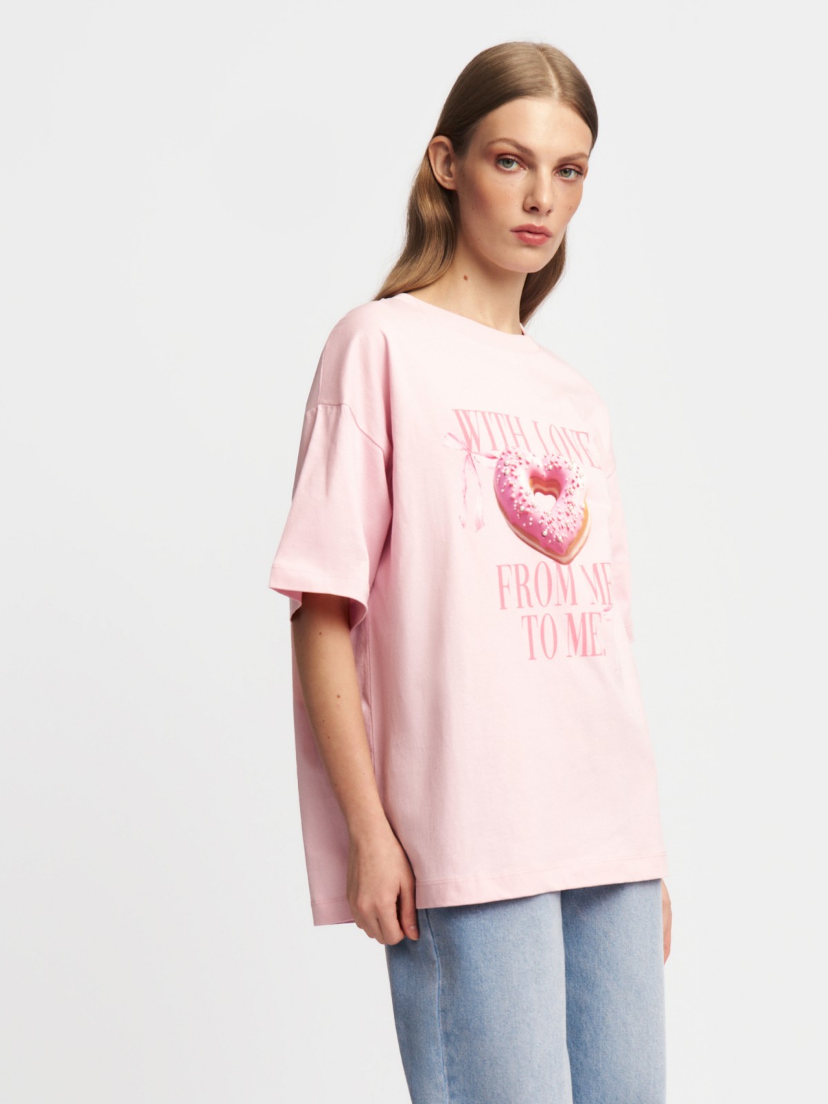 Трикотажная футболка из хлопка с принтом