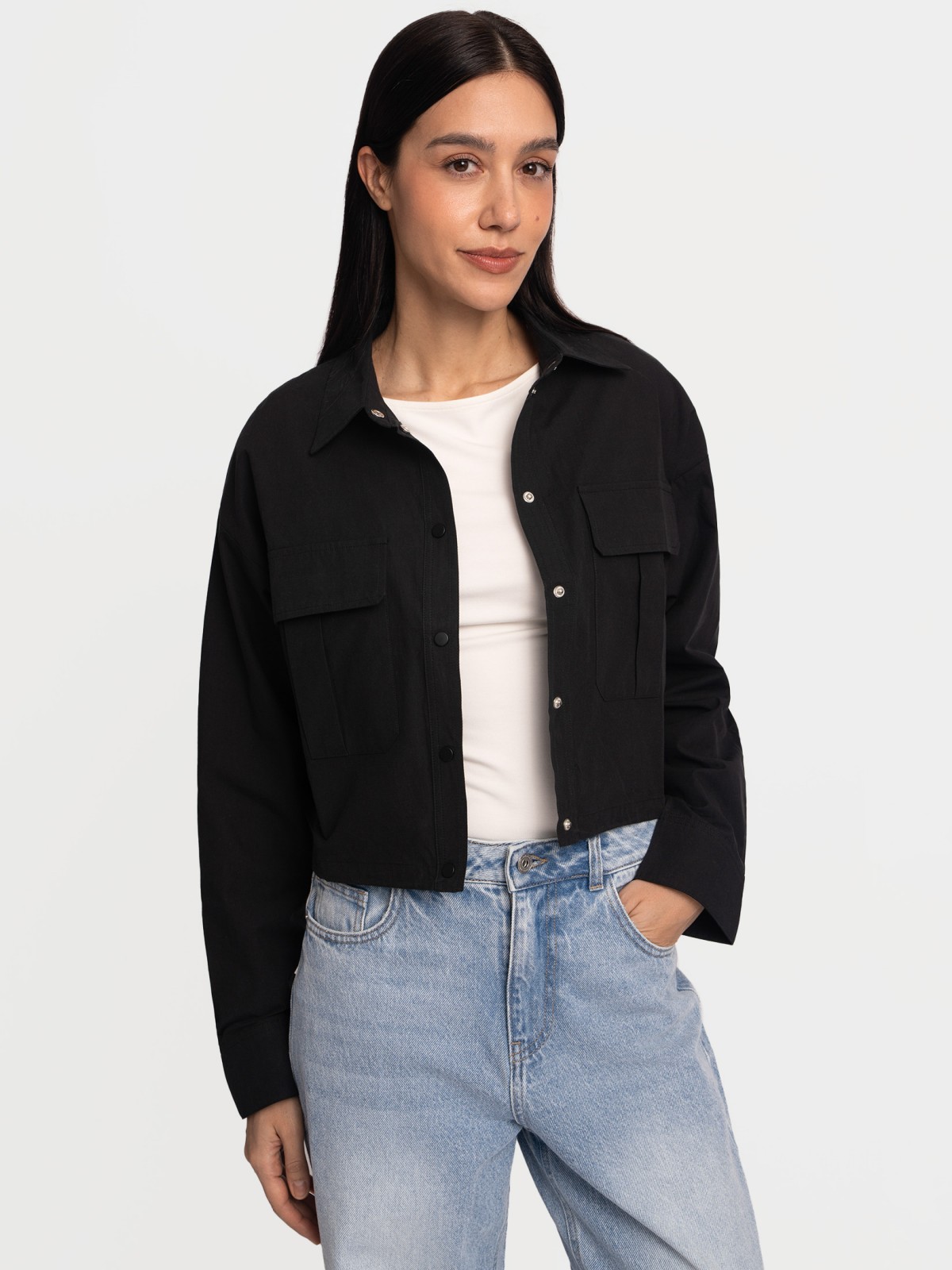 Блузка-рубашка из хлопка на кулиске