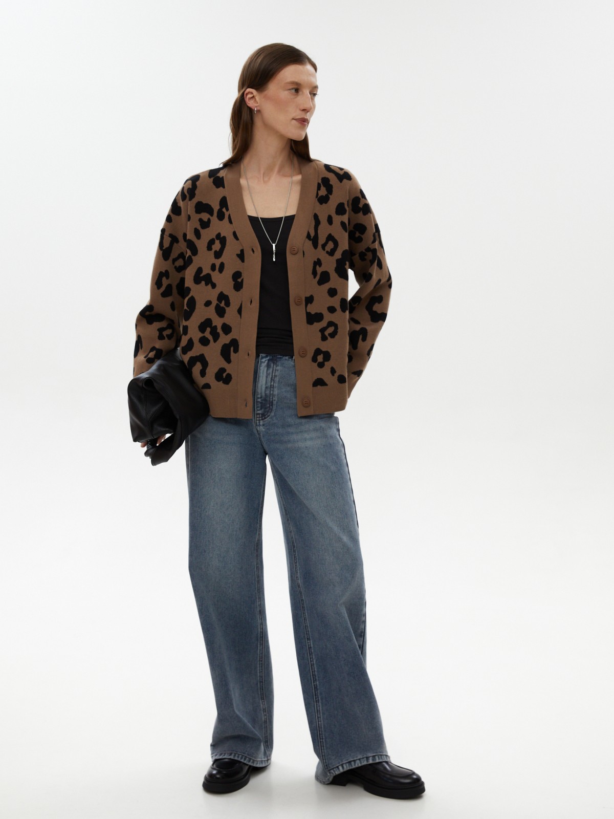 Трикотажный леопардовый кардиган на пуговицах