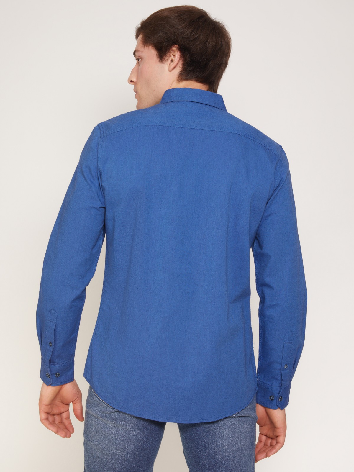Хлопковая рубашка полуприлегающего силуэта zolla 011312191023, цвет голубой, размер S - фото 6