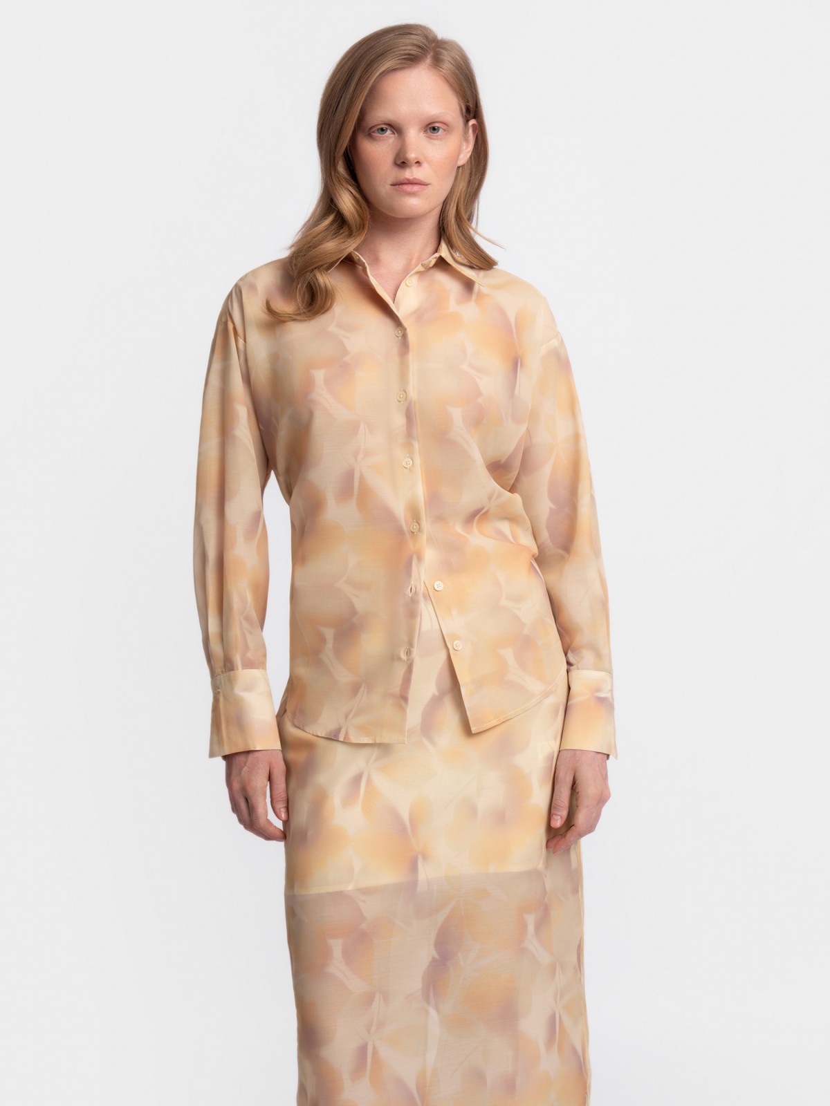 Рубашка с принтом и длинным рукавом