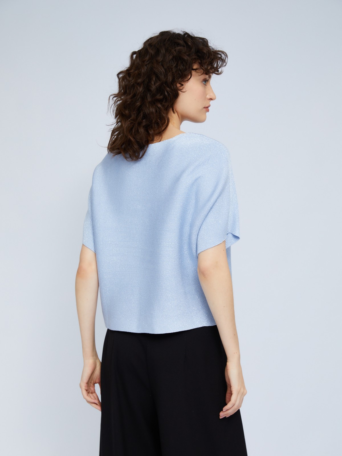 Блестящий джемпер с люрексом и с коротким рукавом