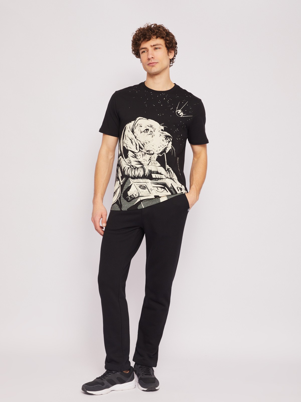 Футболка прямого силуэта из хлопка с принтом