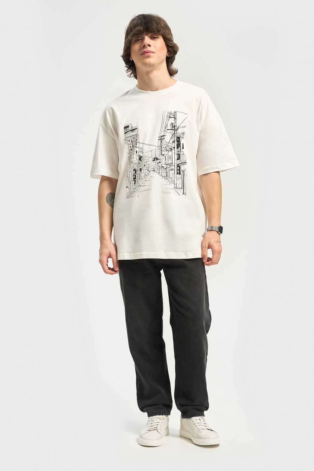 Футболка оверсайз из хлопка с принтом