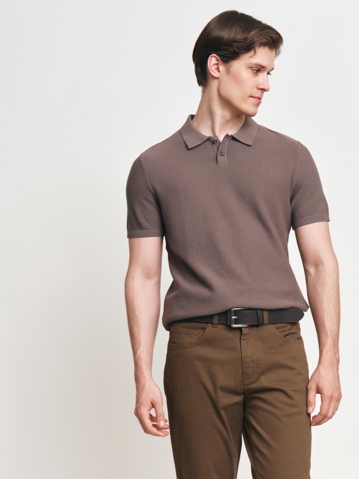 Трикотажный джемпер поло из хлопка с коротким рукавом Трикотажный джемпер поло из хлопка с коротким рукавом