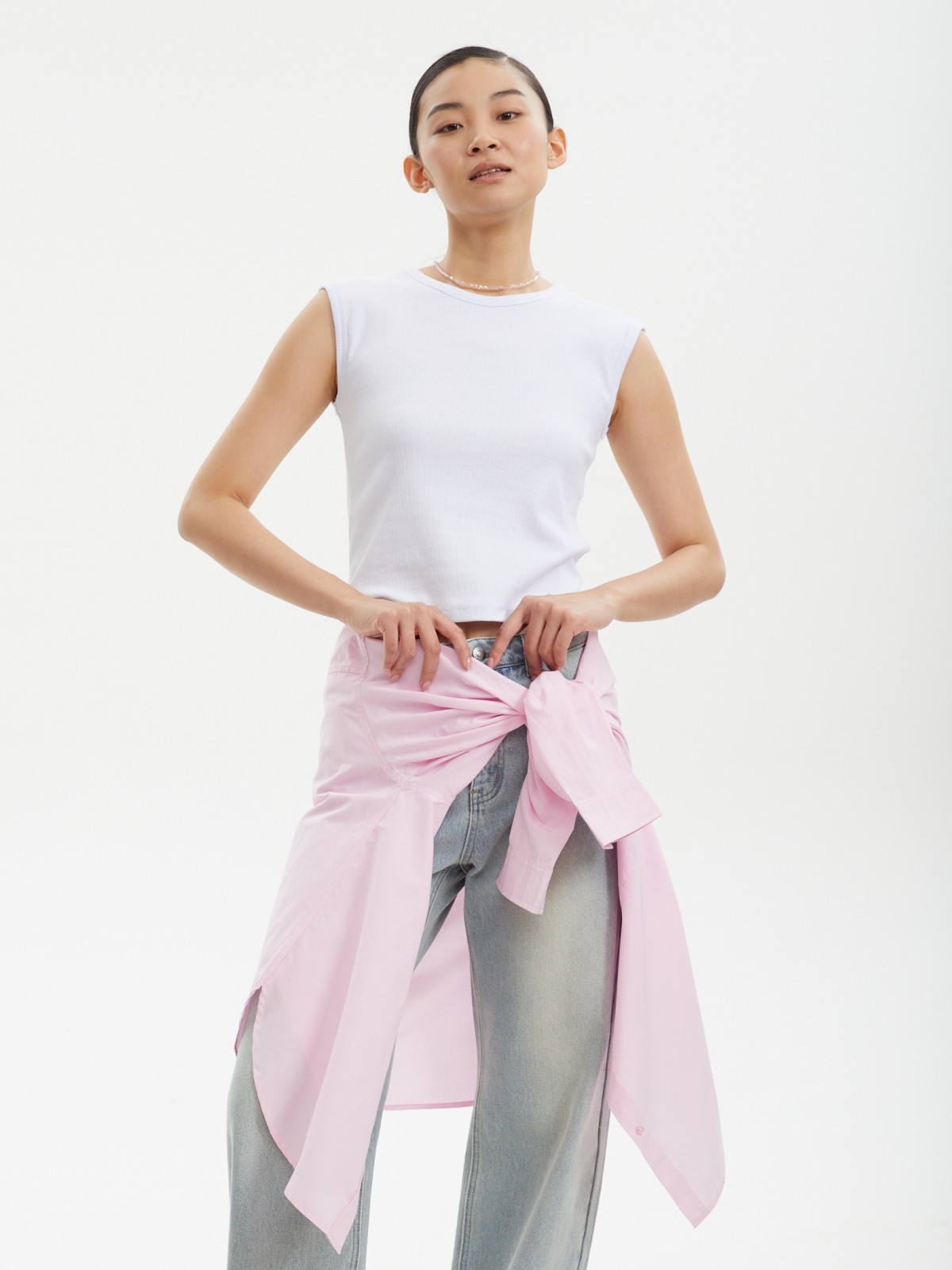 Футболка-топ из хлопка без рукавов