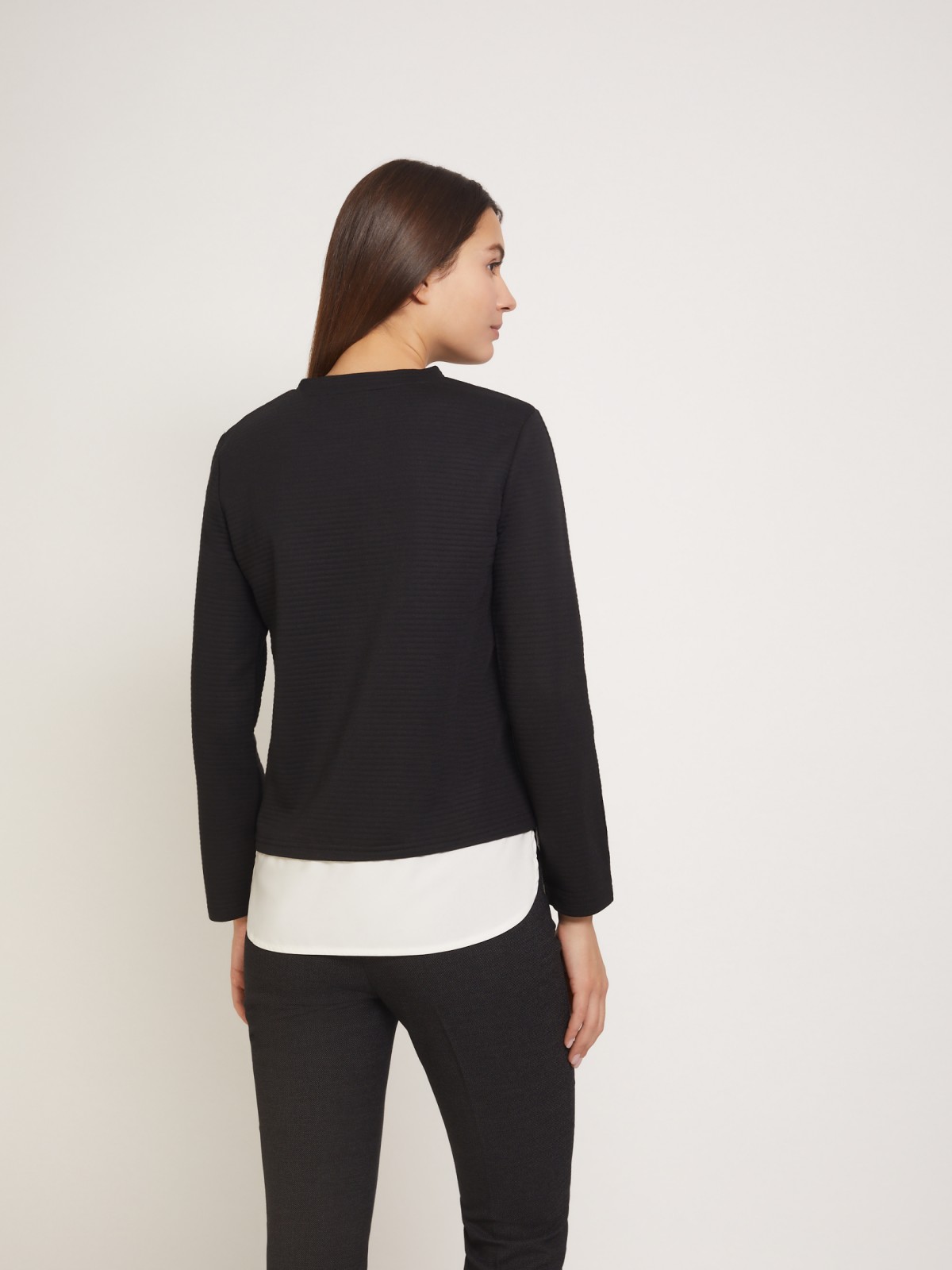 Комбинированный джемпер из фактурного материала