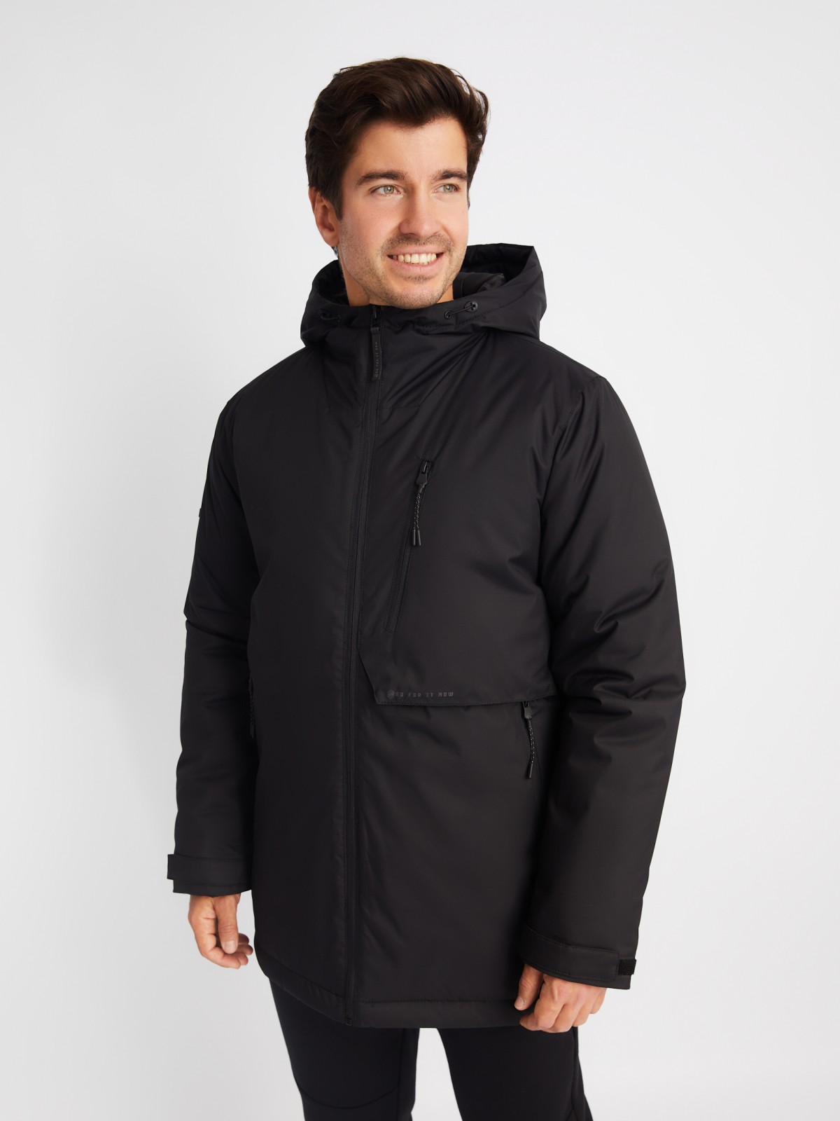 Тёплая куртка с капюшоном на синтепоне zolla 01412510L124, цвет черный, размер M - фото 3