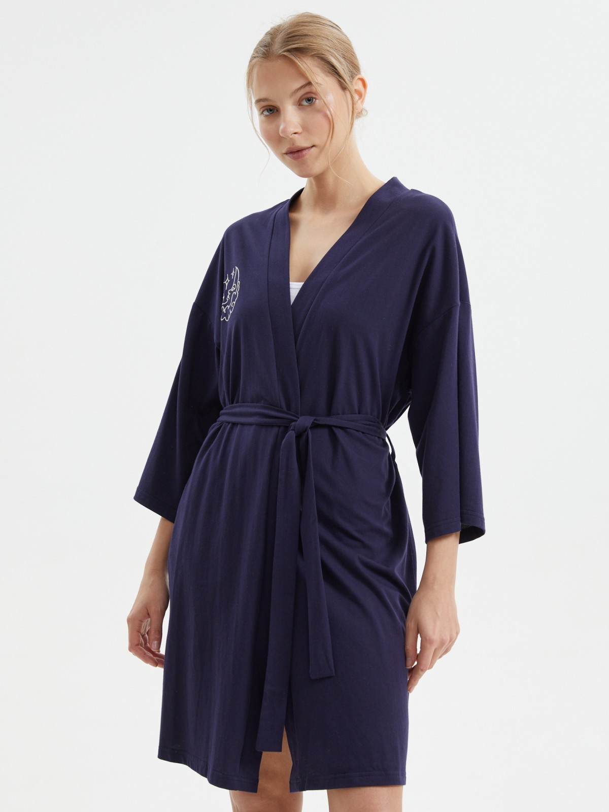 Трикотажный халат с поясом