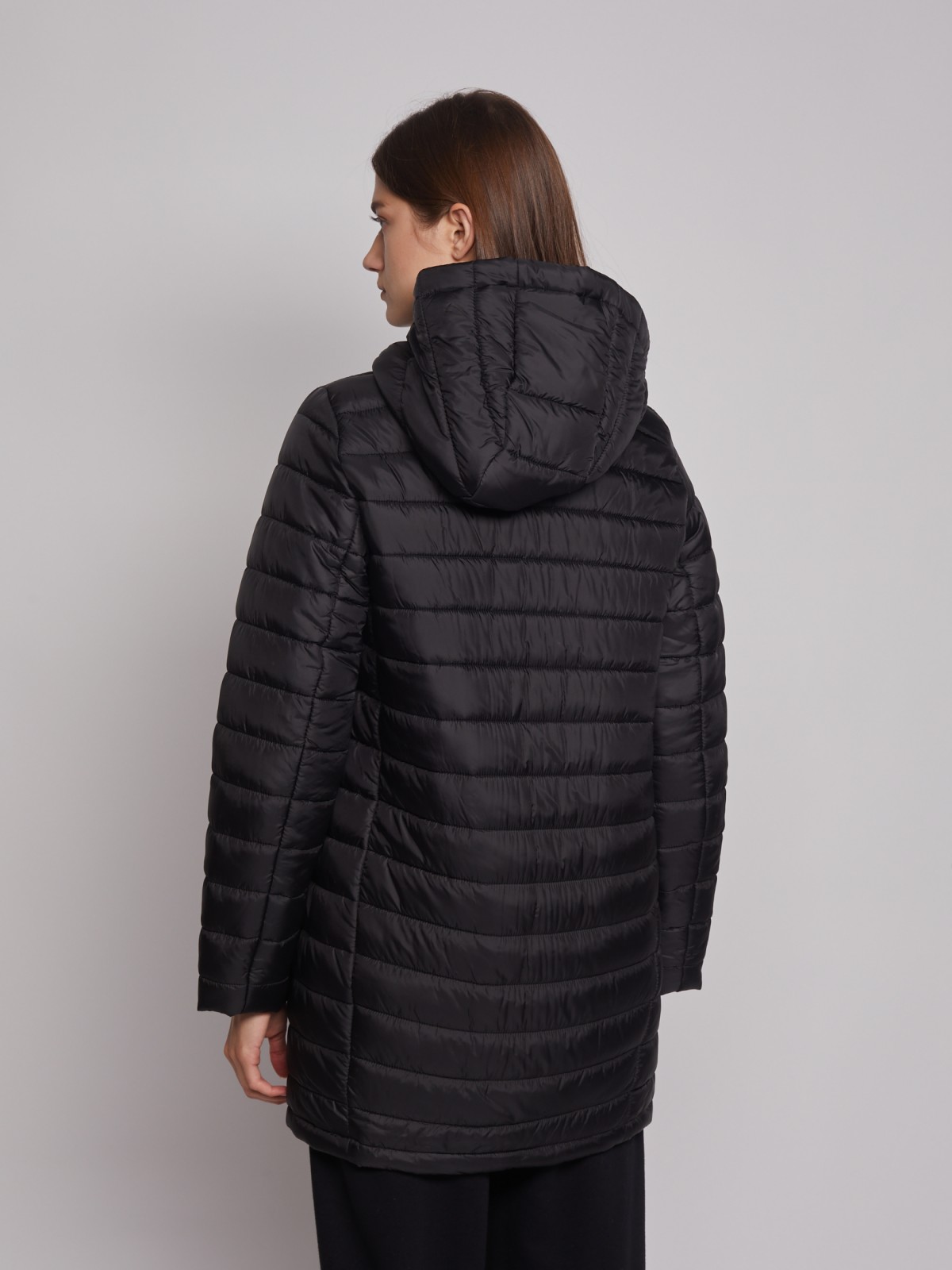 Утеплённое пальто с капюшоном zolla 022335212024, цвет черный, размер XS - фото 5