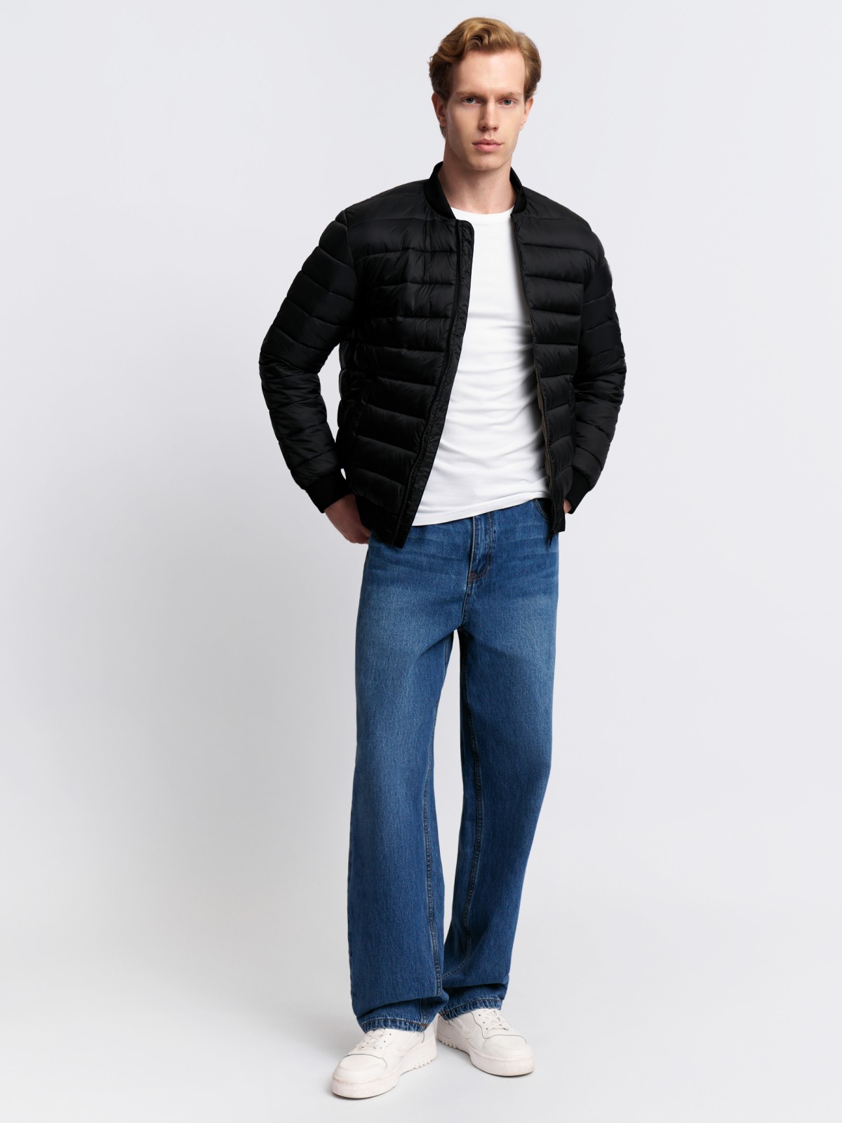 Тёплая стёганая куртка-бомбер с утеплителем