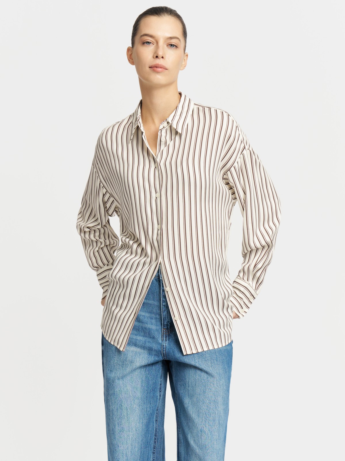 Рубашка из вискозы в полоску